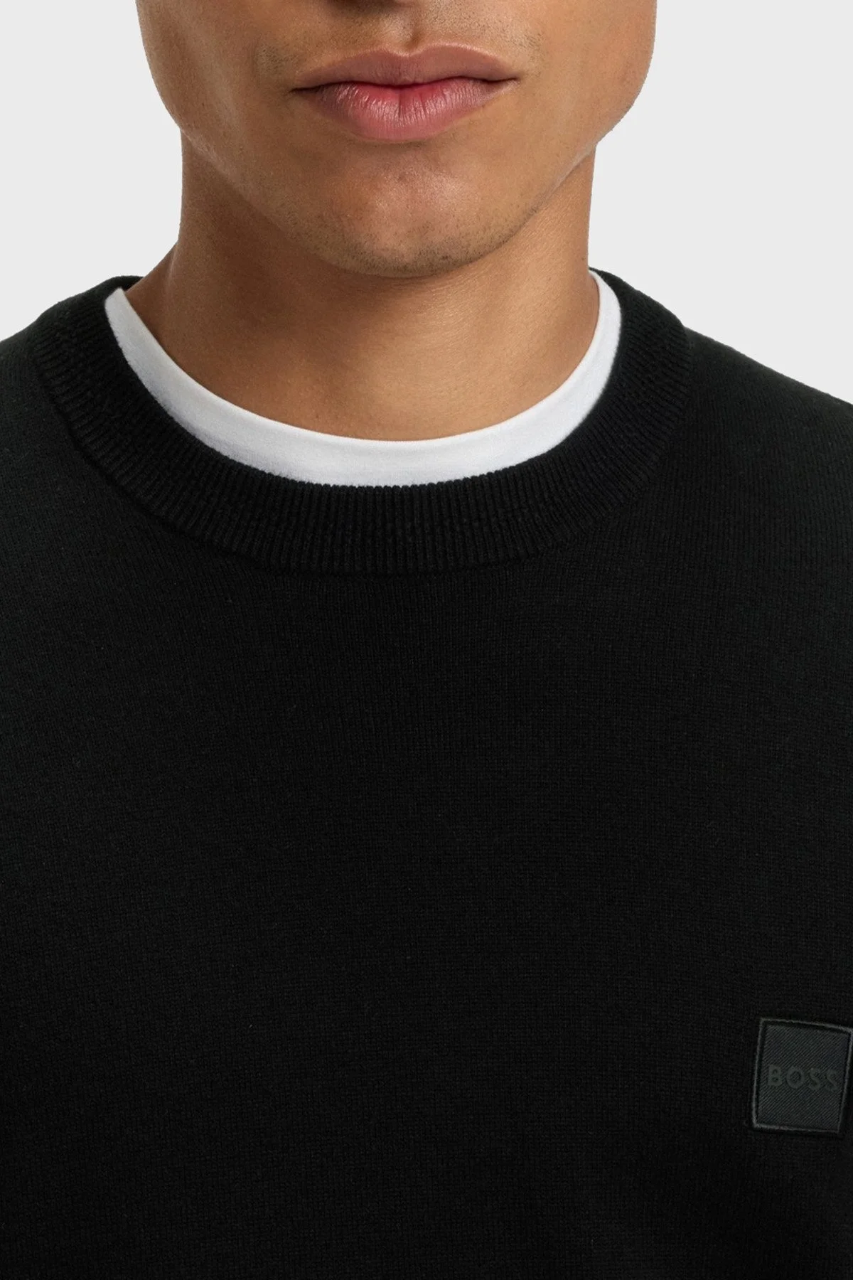 Boss Pamuk ve Kaşmir Karışımlı Regular Fit Bisiklet Yaka Erkek Kazak 50527583 001 SİYAH - 4