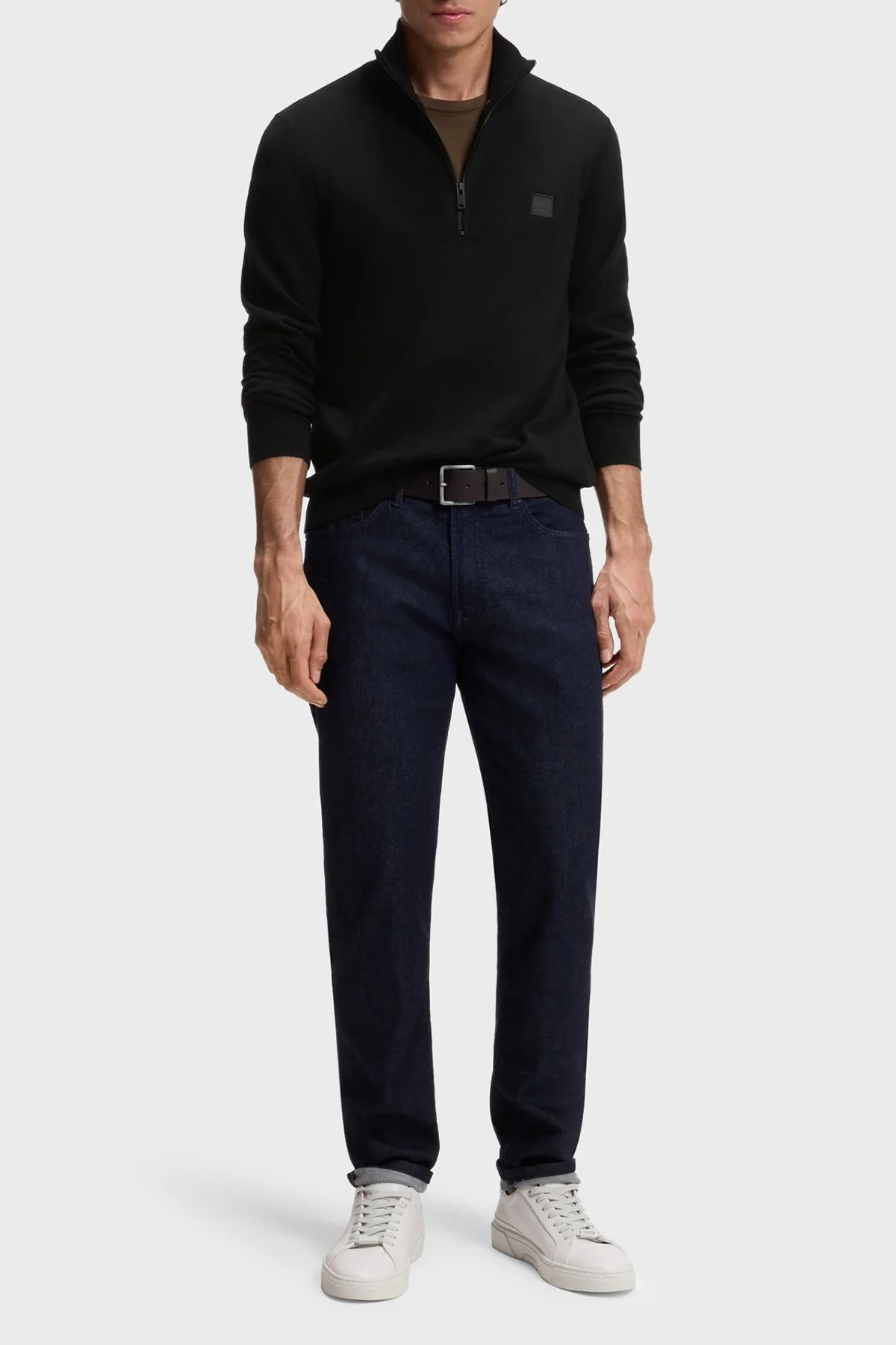 Boss Pamuk ve Kaşmir Karışımlı Regular Fit Dik Yaka Erkek Kazak 50527585 001 SİYAH - 3