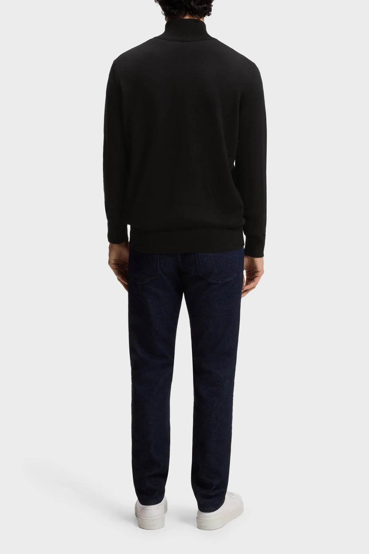 Boss Pamuk ve Kaşmir Karışımlı Regular Fit Dik Yaka Erkek Kazak 50527585 001 SİYAH - 4