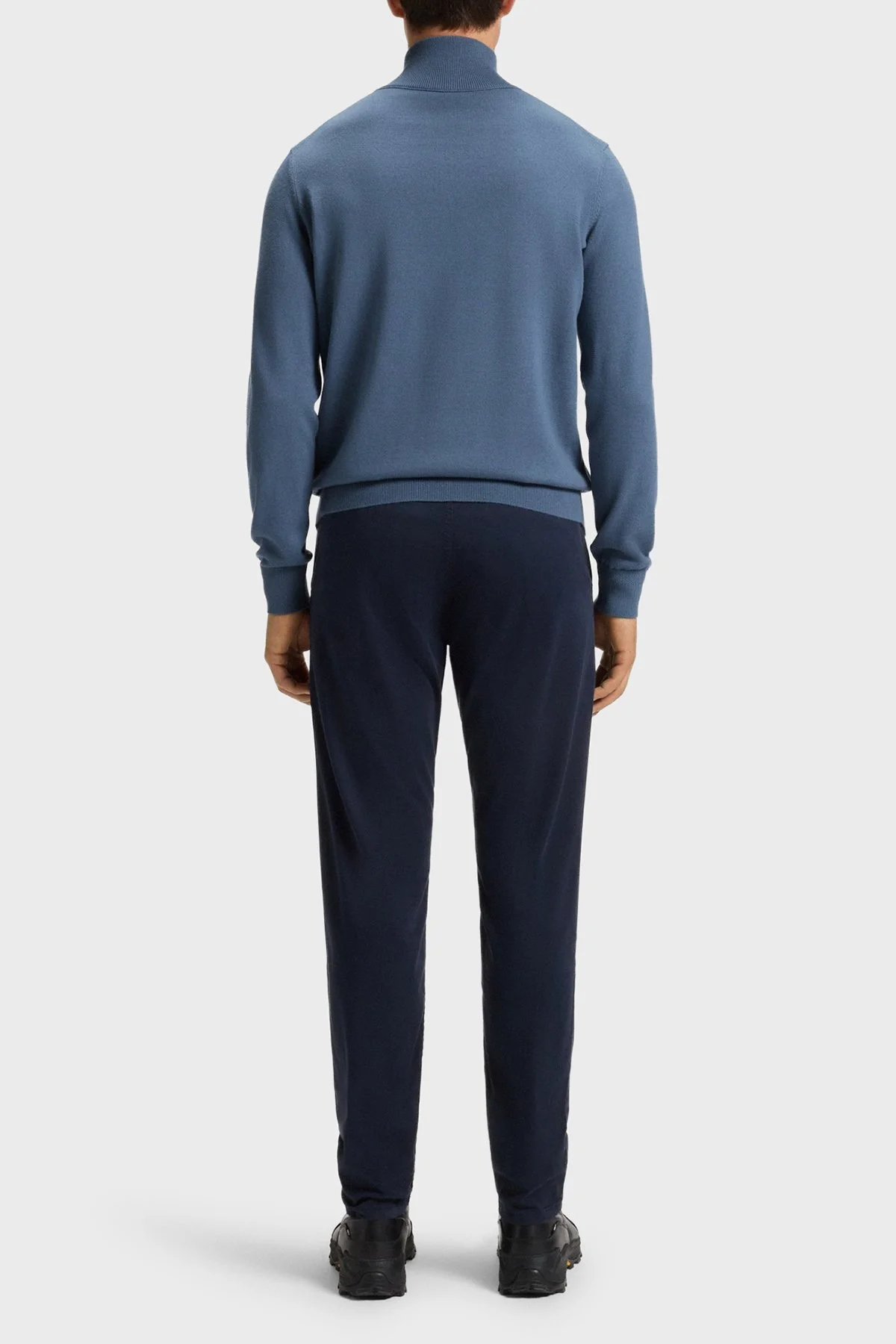 Boss Pamuk ve Kaşmir Karışımlı Regular Fit Yarım Fermuarlı Dik Yaka Erkek Kazak 50527585 495 MAVİ - 3