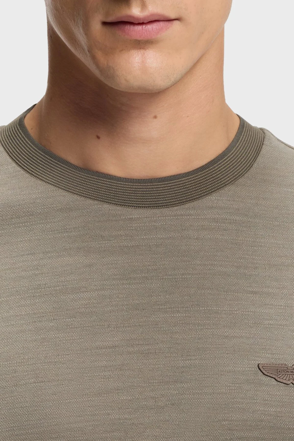 Boss Pamuk ve Yün Karışımlı Regular Fit Bisiklet Yaka Erkek T Shirt 50553812 077 HAKİ - 4