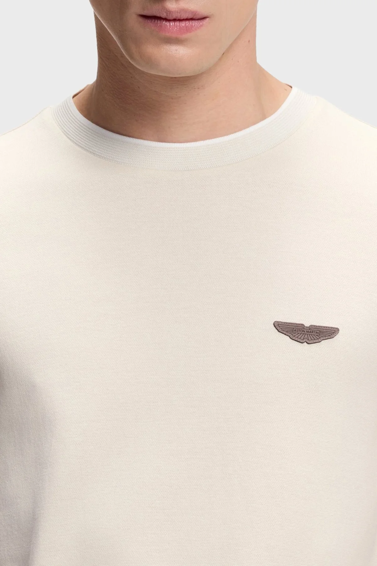 Boss Pamuk ve Yün Karışımlı Regular Fit Bisiklet Yaka Erkek T Shirt 50553812 118 BEJ - 4