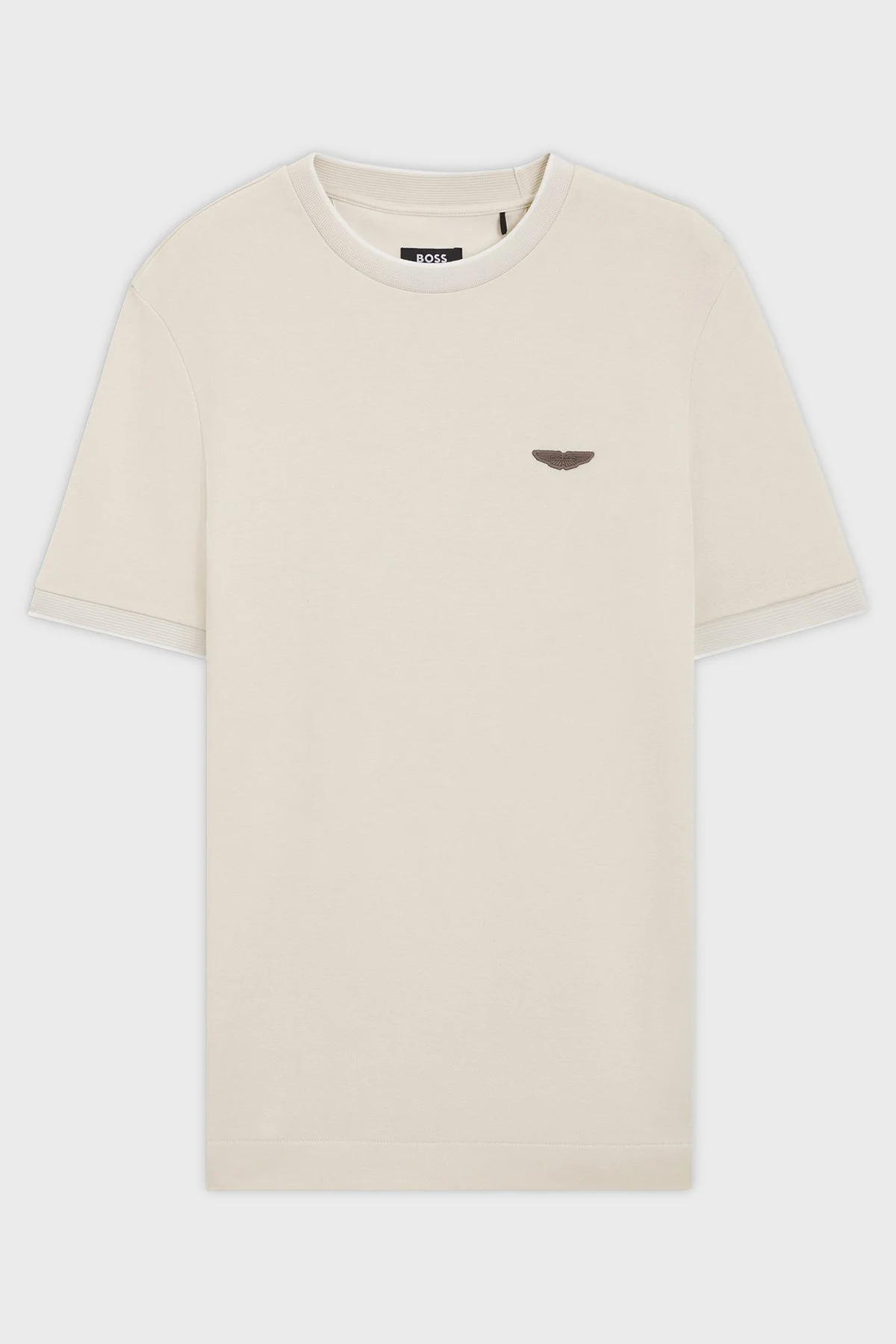 Boss Pamuk ve Yün Karışımlı Regular Fit Bisiklet Yaka Erkek T Shirt 50553812 118 BEJ - 5