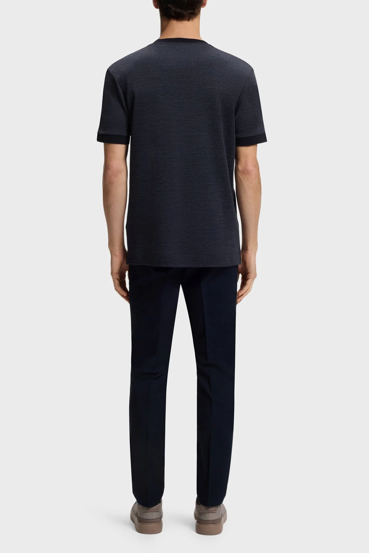 Boss Pamuk ve Yün Karışımlı Regular Fit Bisiklet Yaka Erkek T Shirt 50553812 404 LACİVERT - 3