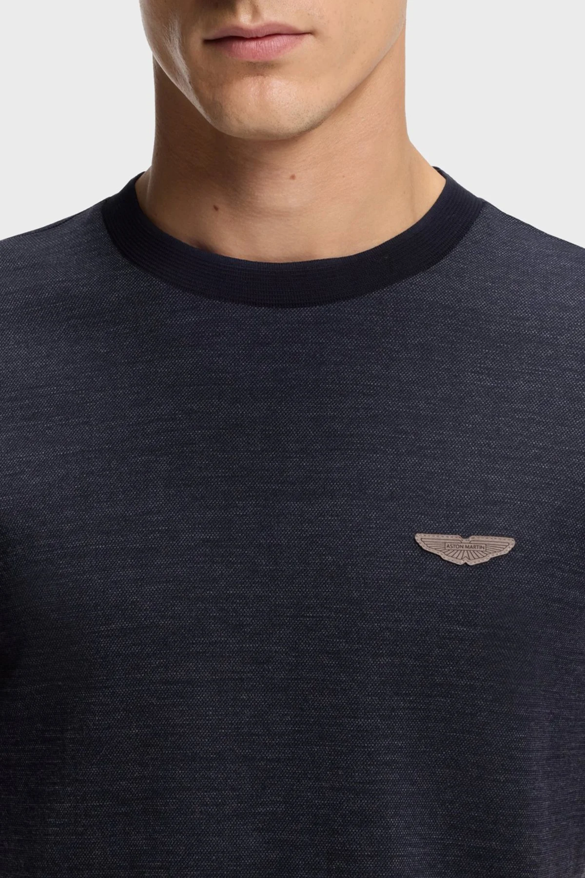 Boss Pamuk ve Yün Karışımlı Regular Fit Bisiklet Yaka Erkek T Shirt 50553812 404 LACİVERT - 4