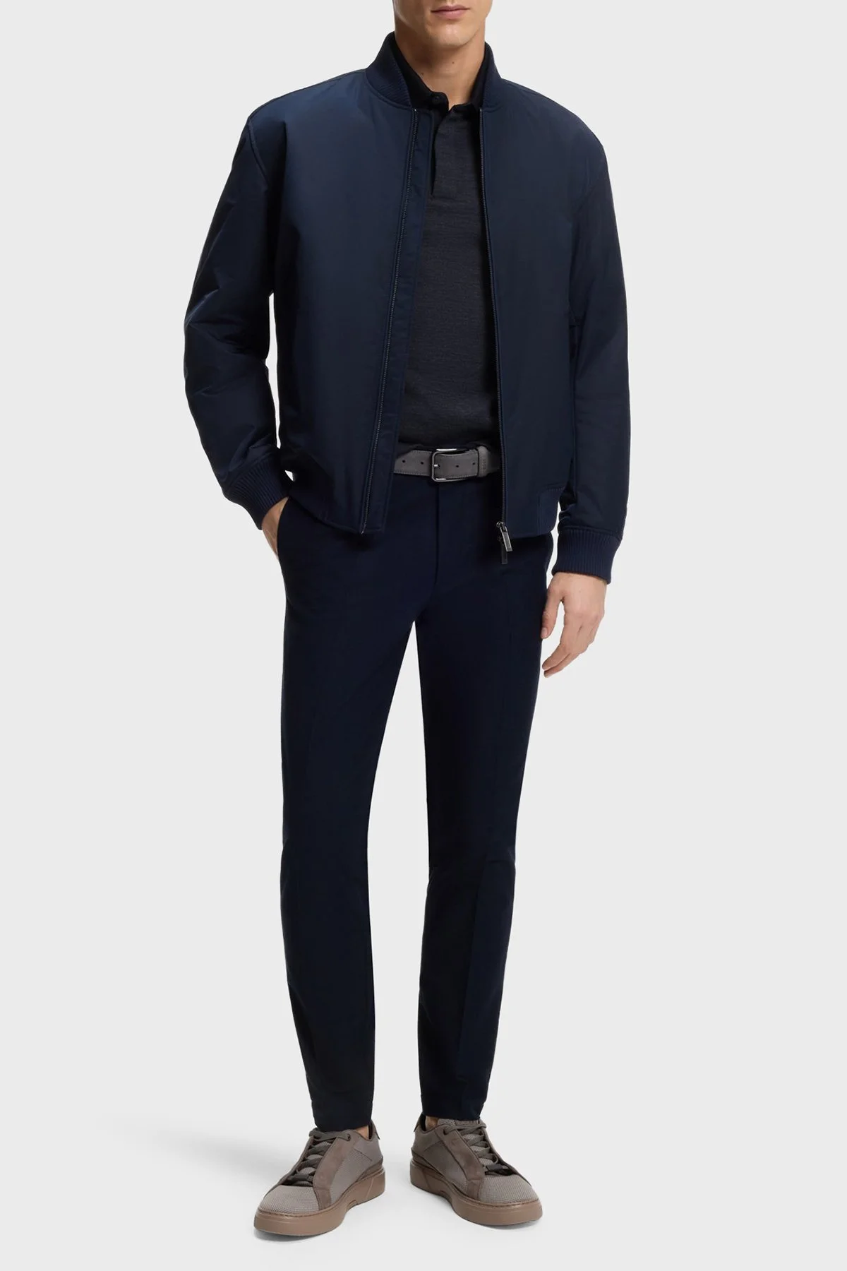 Boss Pamuk ve Yün Karışımlı Regular Fit Düğmeli Erkek Polo 50553789 404 LACİVERT - 2