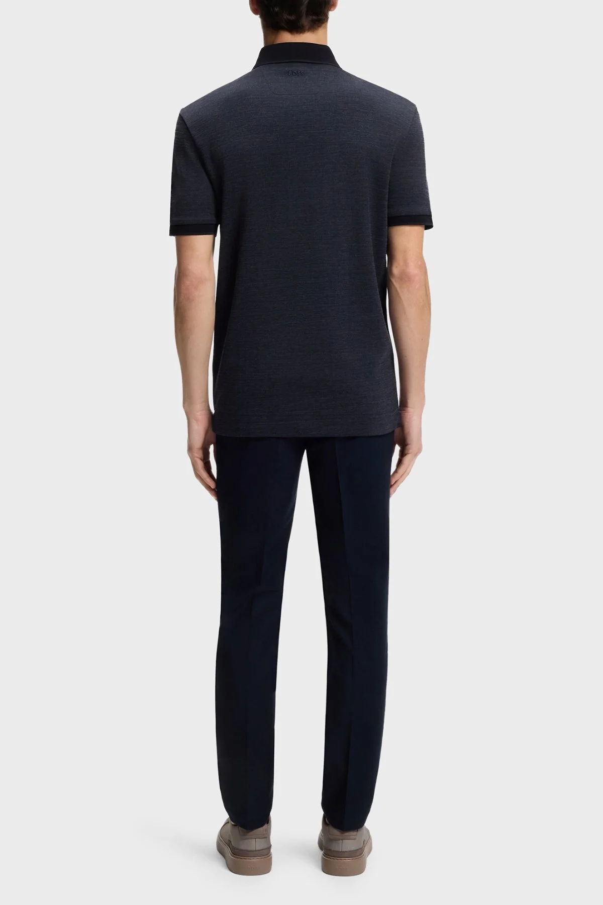 Boss Pamuk ve Yün Karışımlı Regular Fit Düğmeli Erkek Polo 50553789 404 LACİVERT - 3