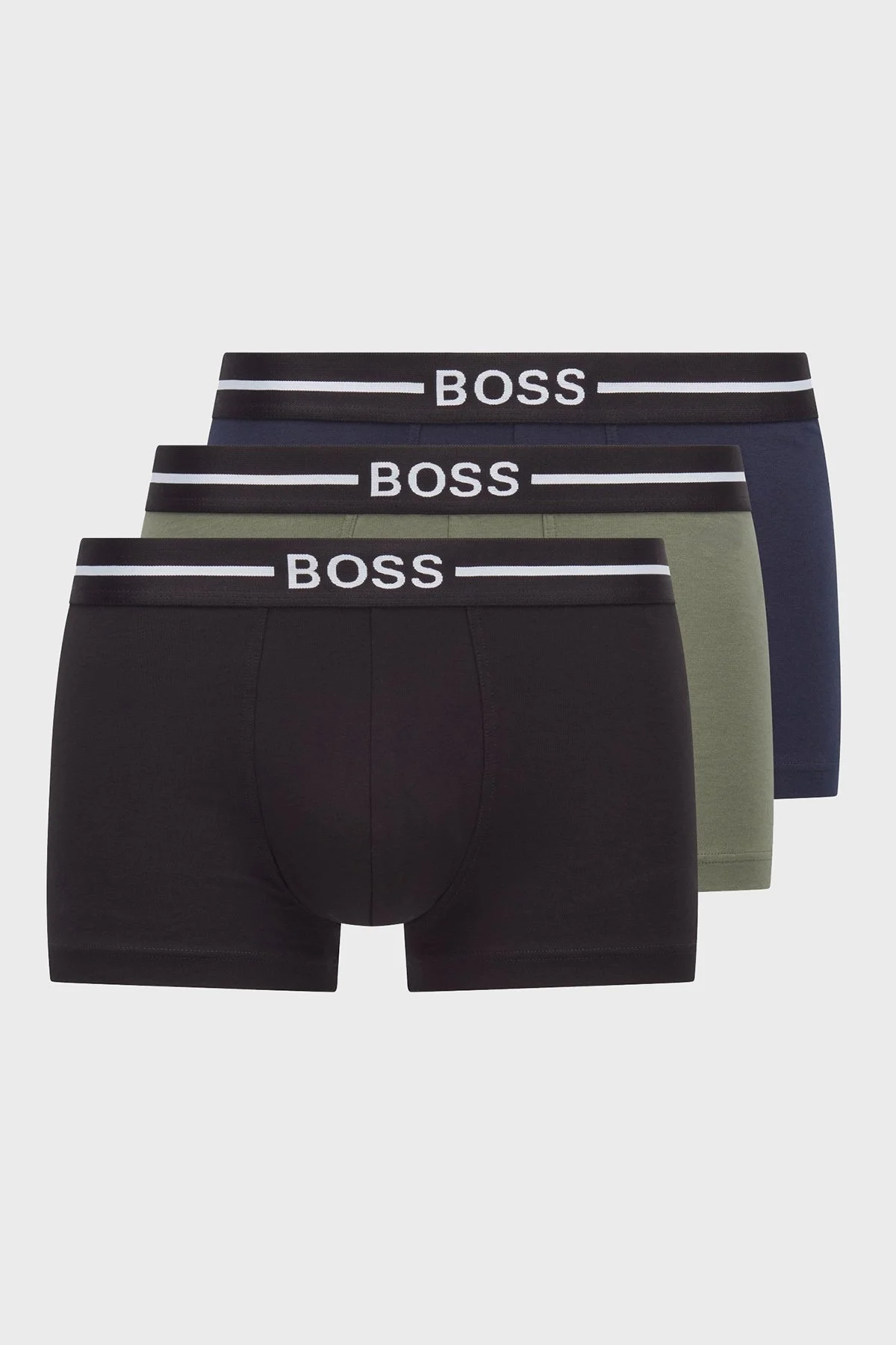 Boss Pamuklu 3 Pack Erkek Boxer 50460261 973 Lacivert-Siyah-Haki - 1