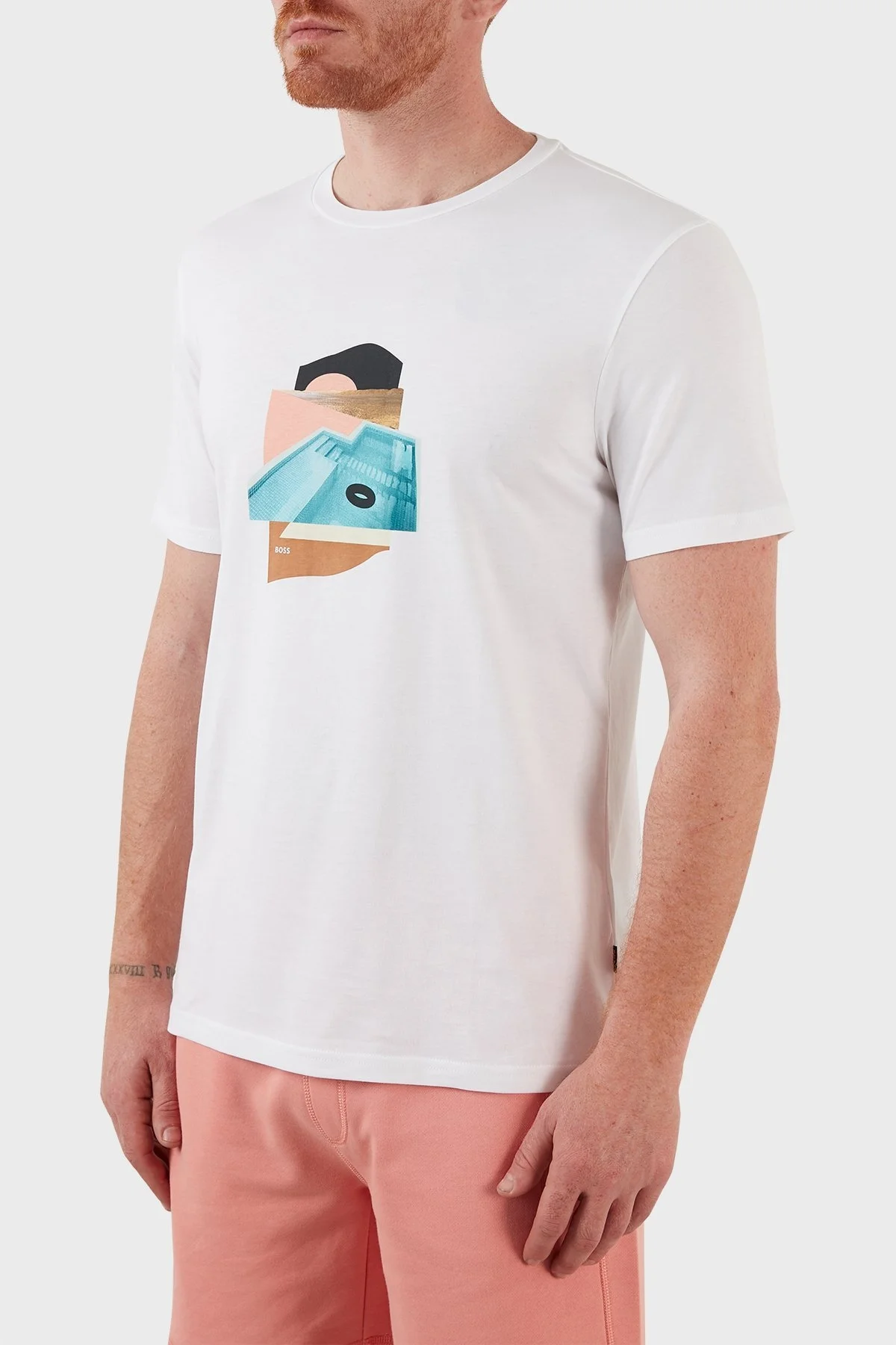 Boss Pamuklu Baskılı Regular Fit Bisiklet Yaka Erkek T Shirt 50469748 102 BEYAZ - 2