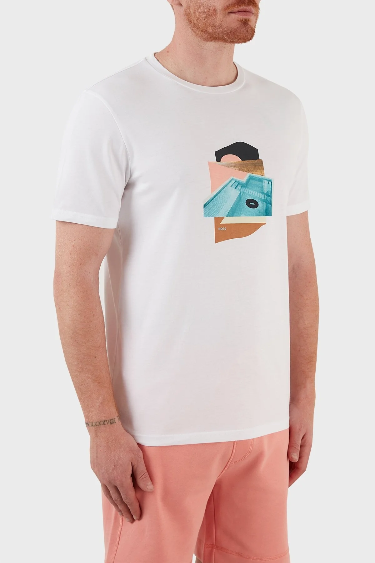 Boss Pamuklu Baskılı Regular Fit Bisiklet Yaka Erkek T Shirt 50469748 102 BEYAZ - 3