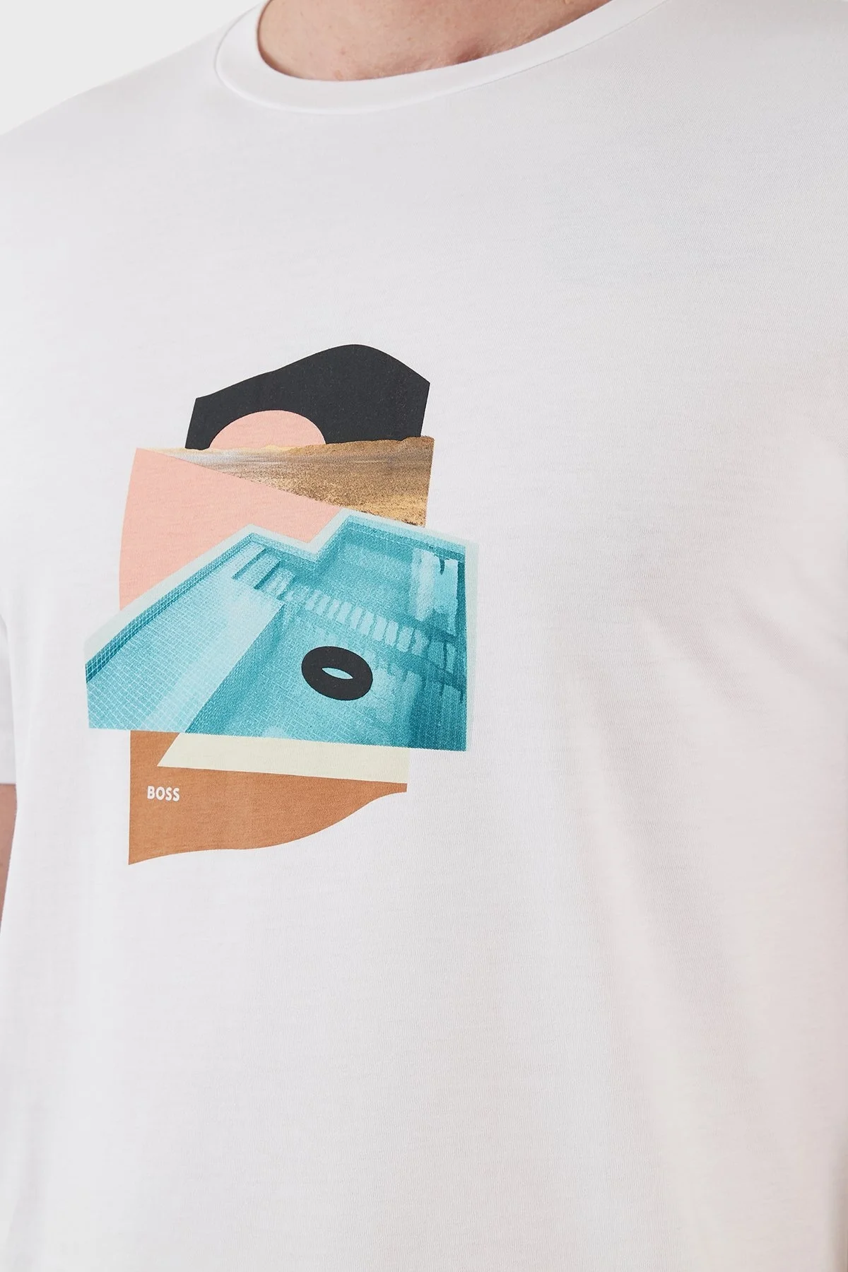 Boss Pamuklu Baskılı Regular Fit Bisiklet Yaka Erkek T Shirt 50469748 102 BEYAZ - 4