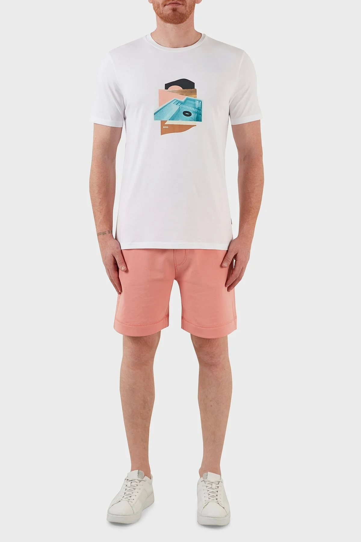 Boss Pamuklu Baskılı Regular Fit Bisiklet Yaka Erkek T Shirt 50469748 102 BEYAZ - 5