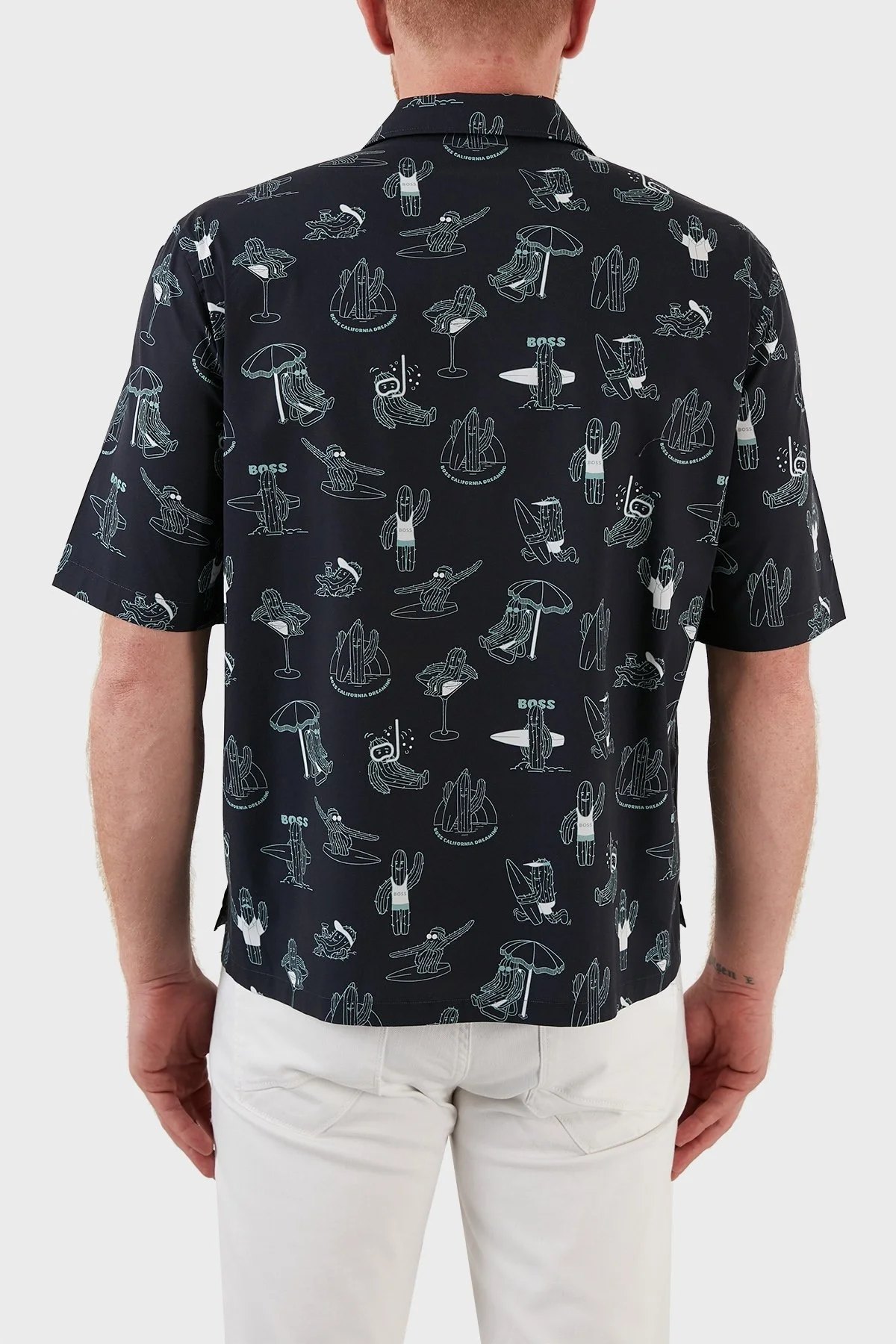 Boss Pamuklu Baskılı Regular Fit Kısa Kollu Erkek Gömlek 50471795 404 LACİVERT - 6