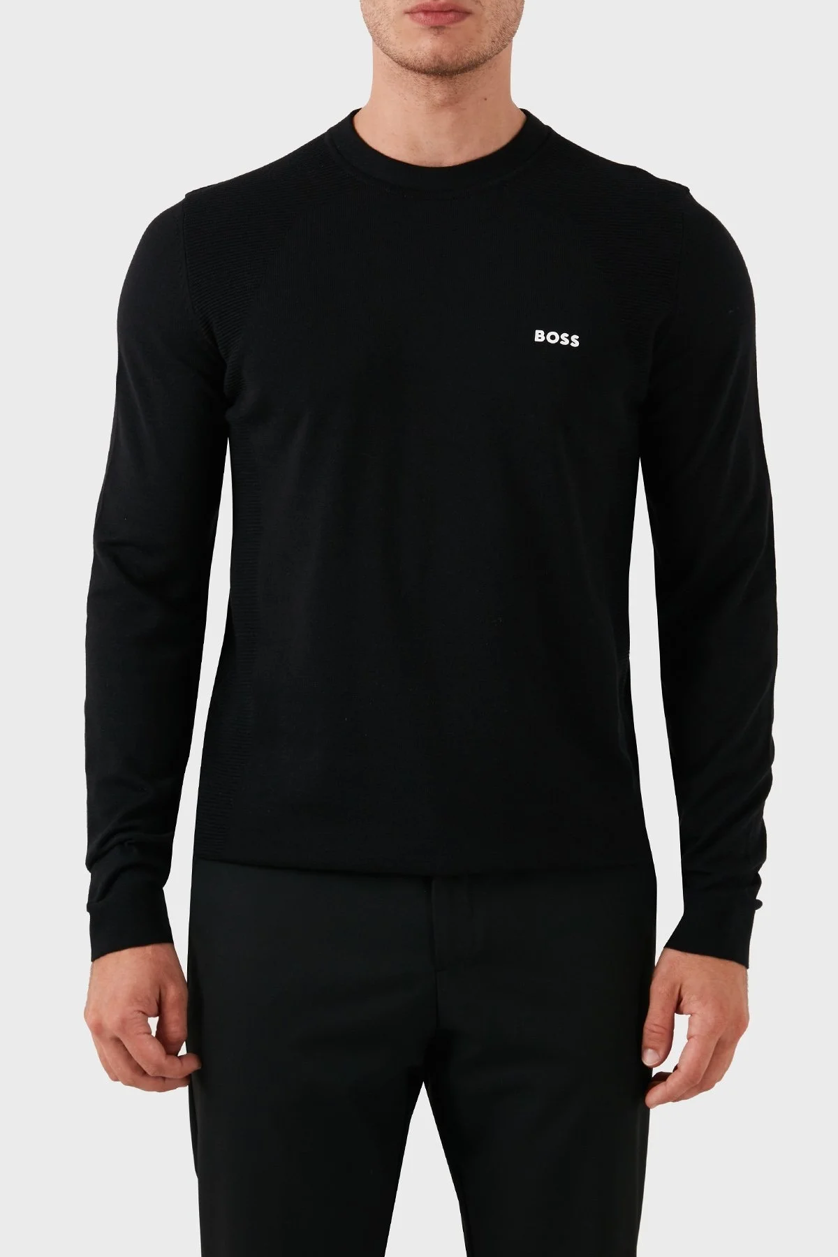 Boss Pamuklu Bisiklet Yaka Erkek Kazak 50520692 001 SİYAH - 1