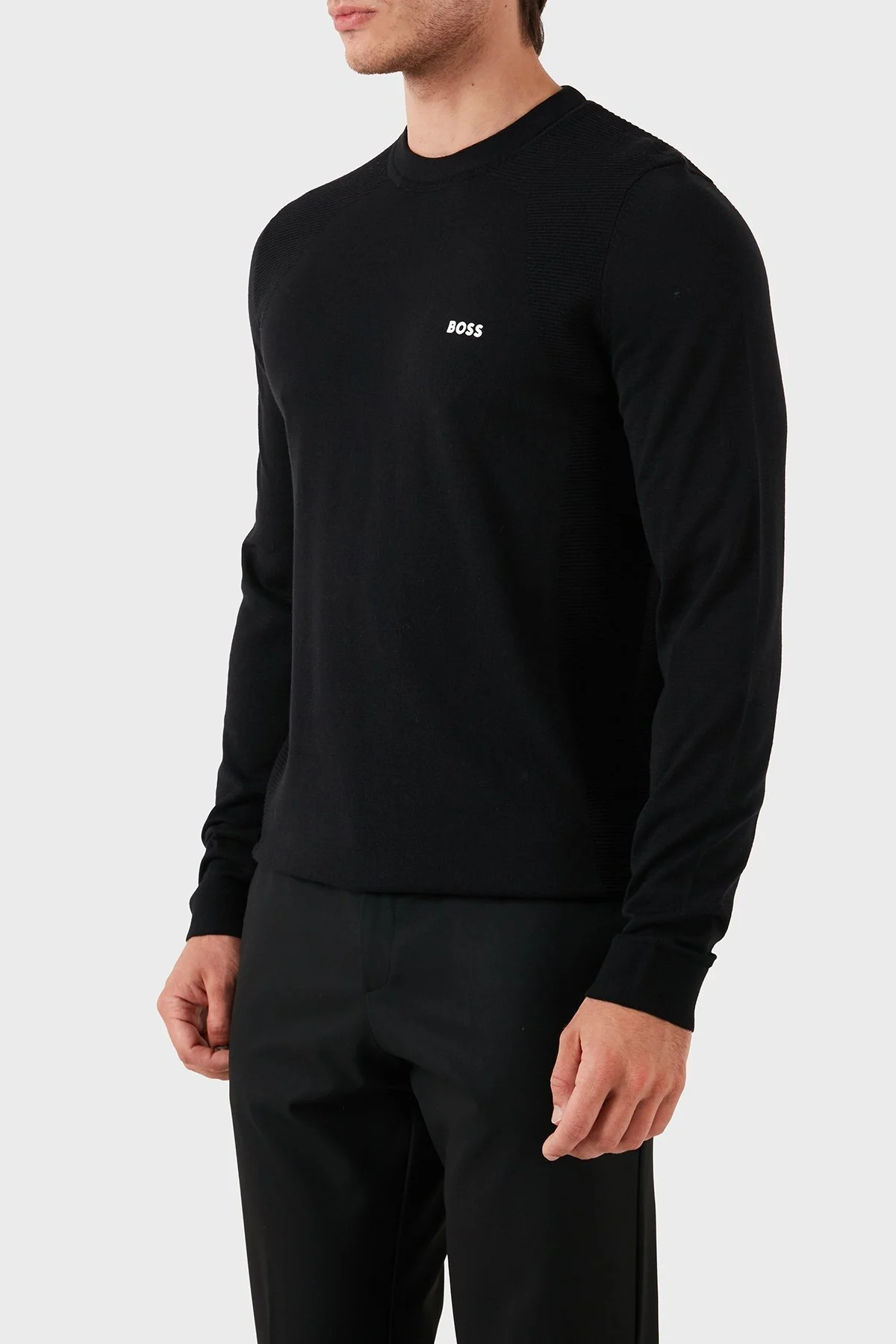 Boss Pamuklu Bisiklet Yaka Erkek Kazak 50520692 001 SİYAH - 2