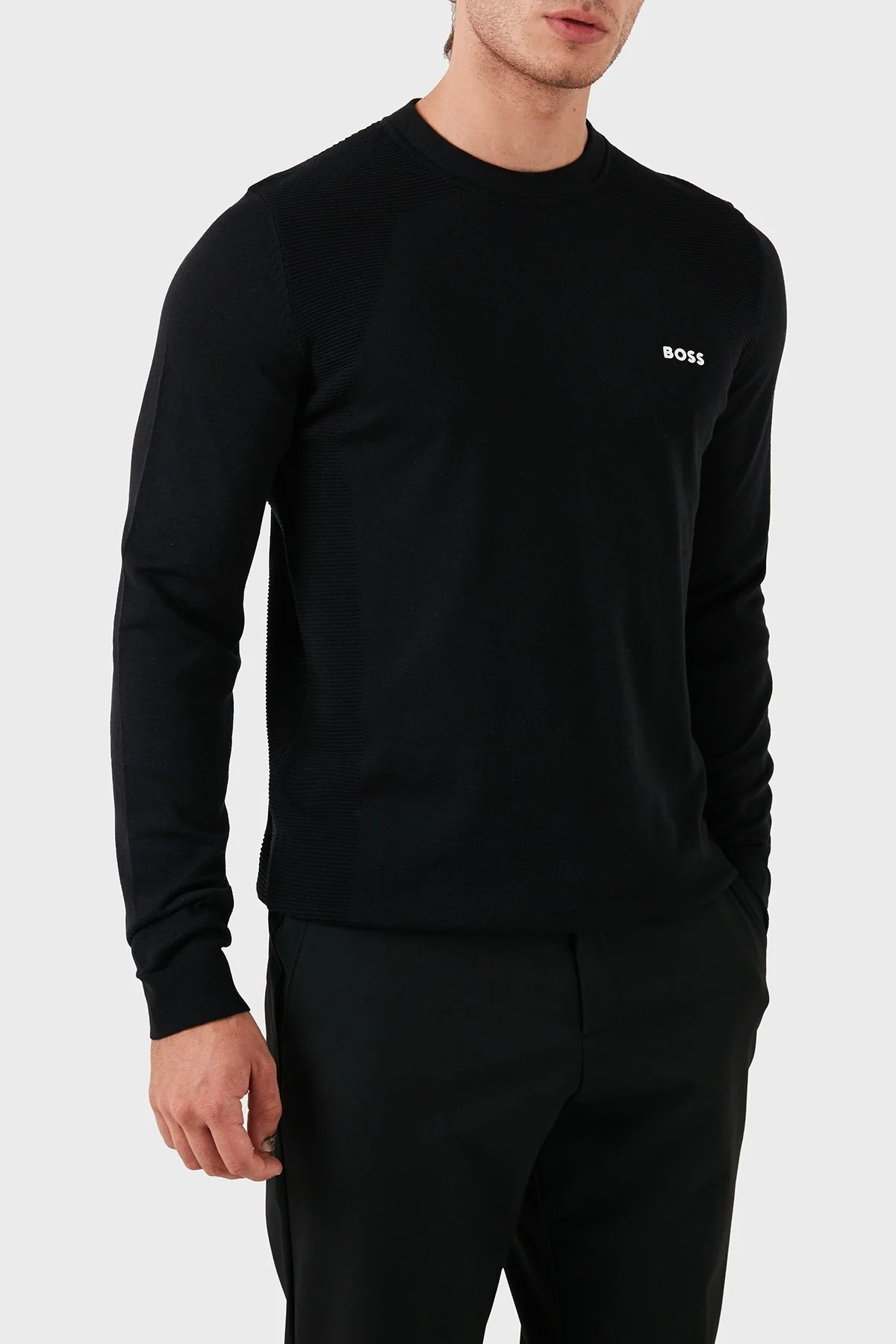 Boss Pamuklu Bisiklet Yaka Erkek Kazak 50520692 001 SİYAH - 4