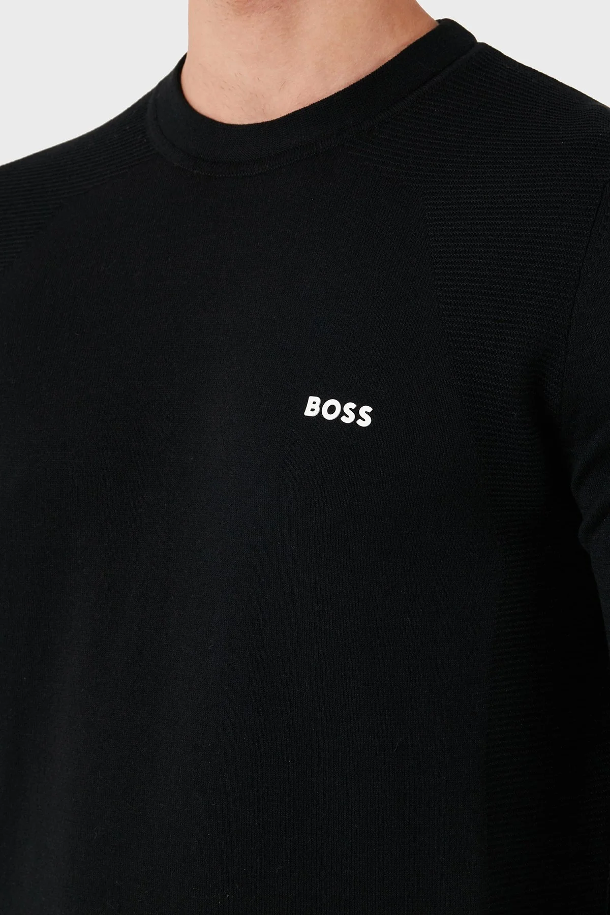 Boss Pamuklu Bisiklet Yaka Erkek Kazak 50520692 001 SİYAH - 6