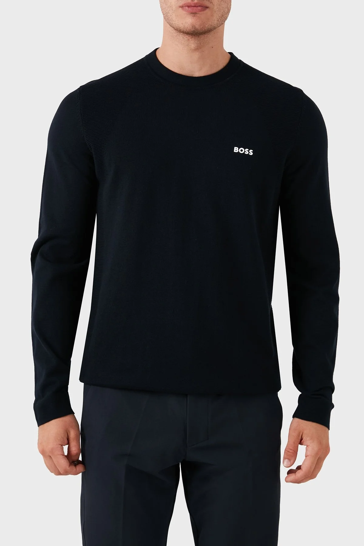 Boss Pamuklu Bisiklet Yaka Erkek Kazak 50520692 402 LACİVERT - 1