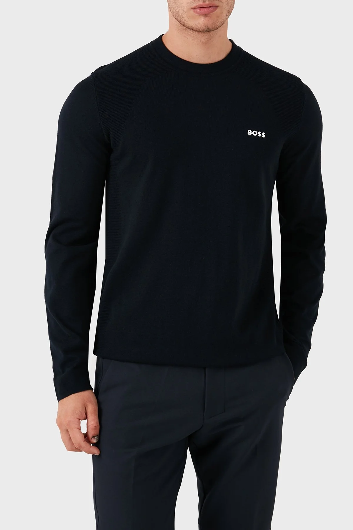 Boss Pamuklu Bisiklet Yaka Erkek Kazak 50520692 402 LACİVERT - 2