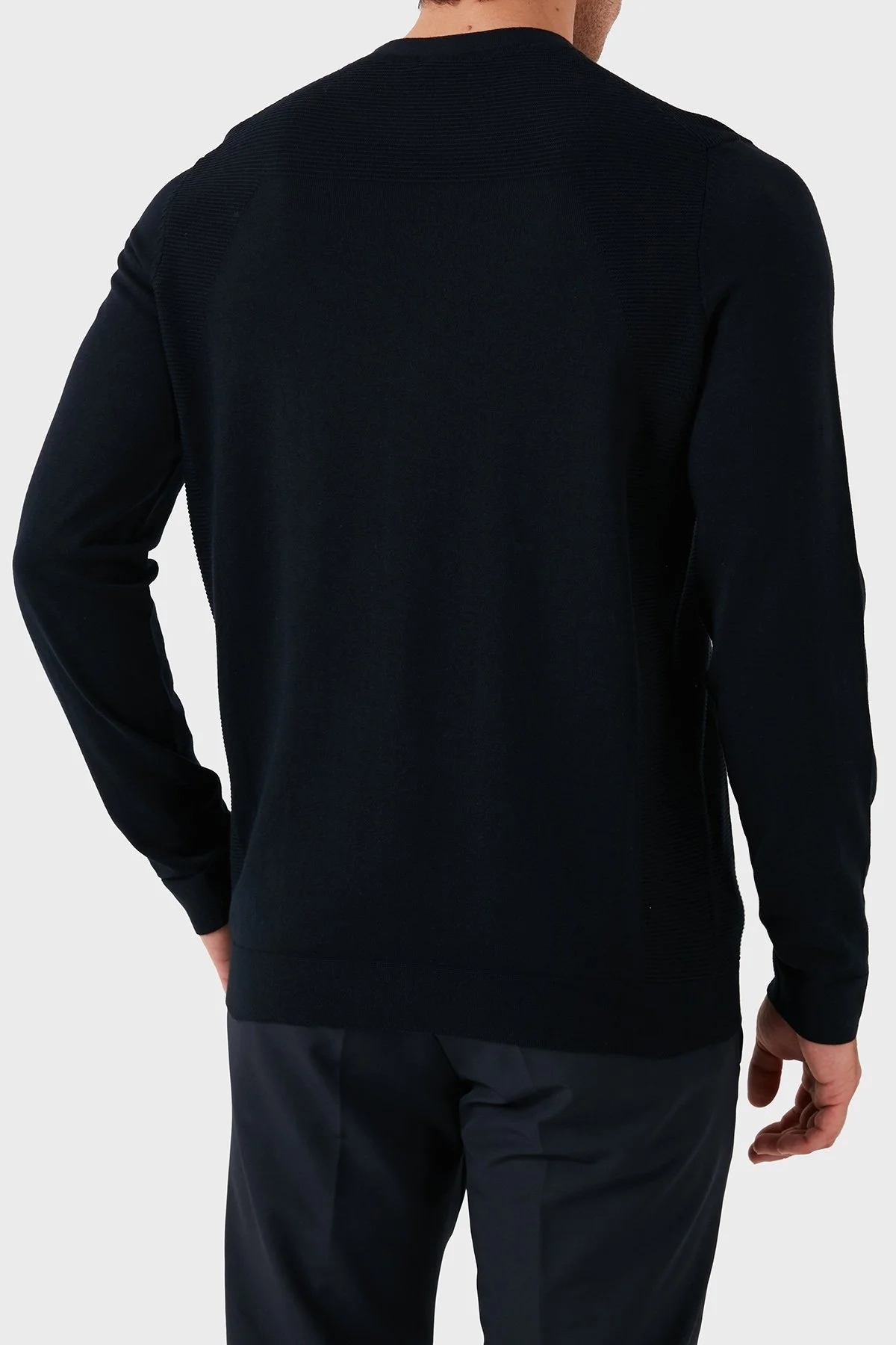 Boss Pamuklu Bisiklet Yaka Erkek Kazak 50520692 402 LACİVERT - 3