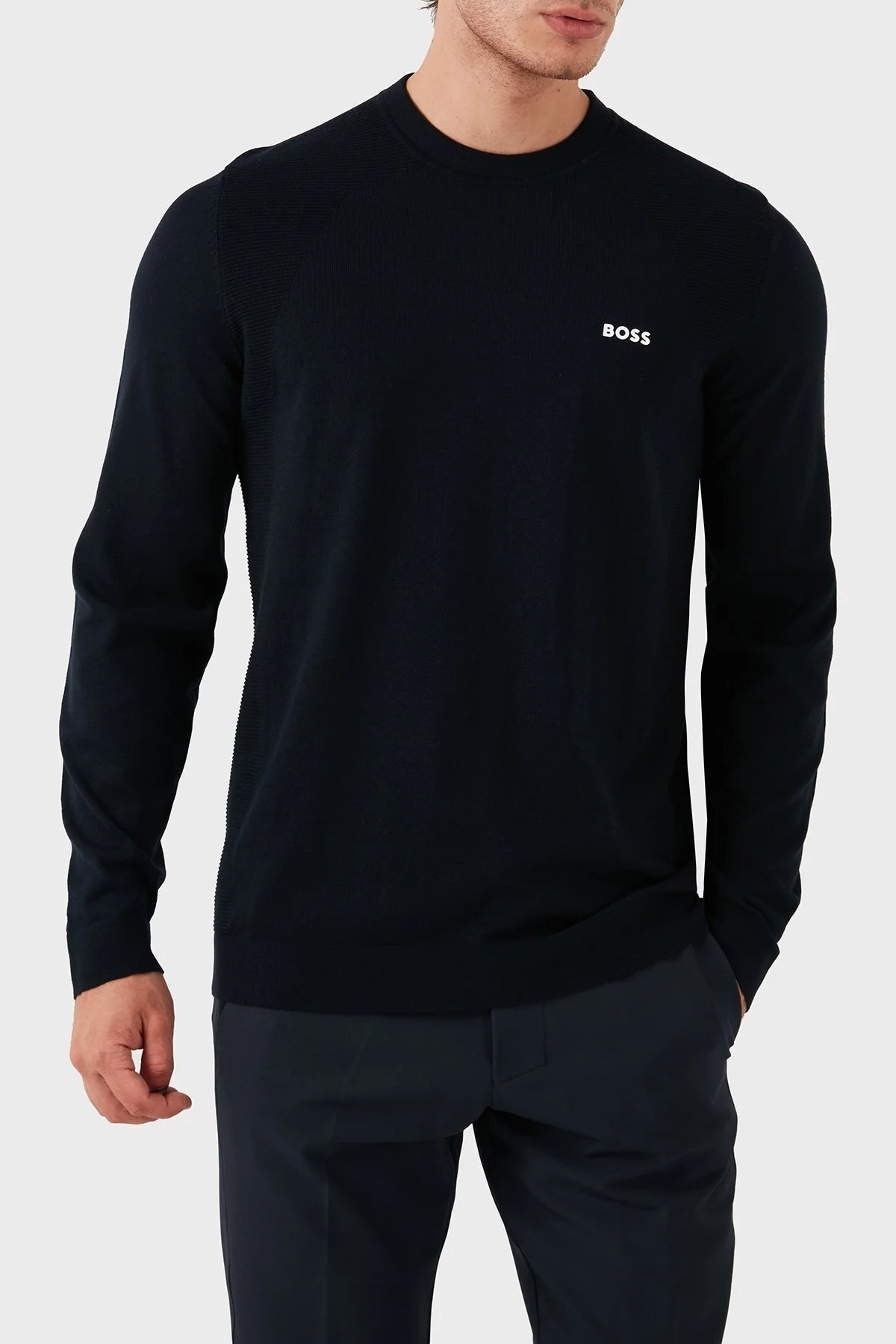 Boss Pamuklu Bisiklet Yaka Erkek Kazak 50520692 402 LACİVERT - 5