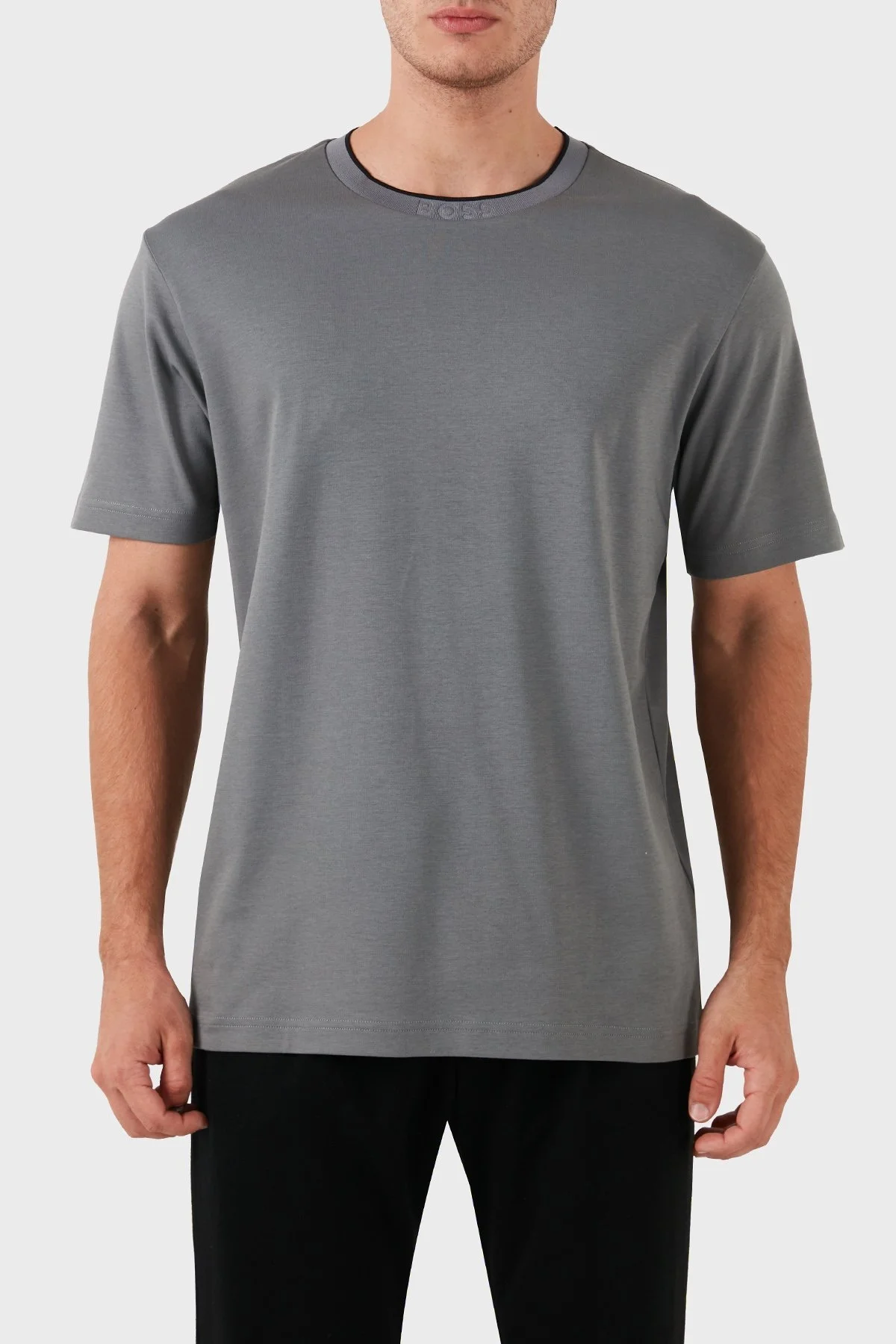 Boss Pamuklu Bisiklet Yaka Relaxed Fit Erkek T Shirt 50519354 251 ANTRASİT - 1