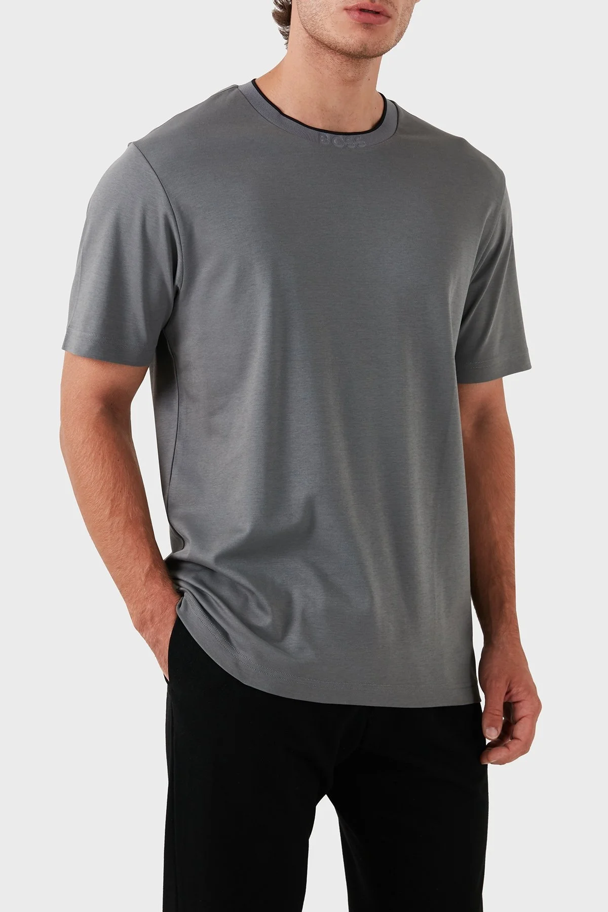 Boss Pamuklu Bisiklet Yaka Relaxed Fit Erkek T Shirt 50519354 251 ANTRASİT - 3
