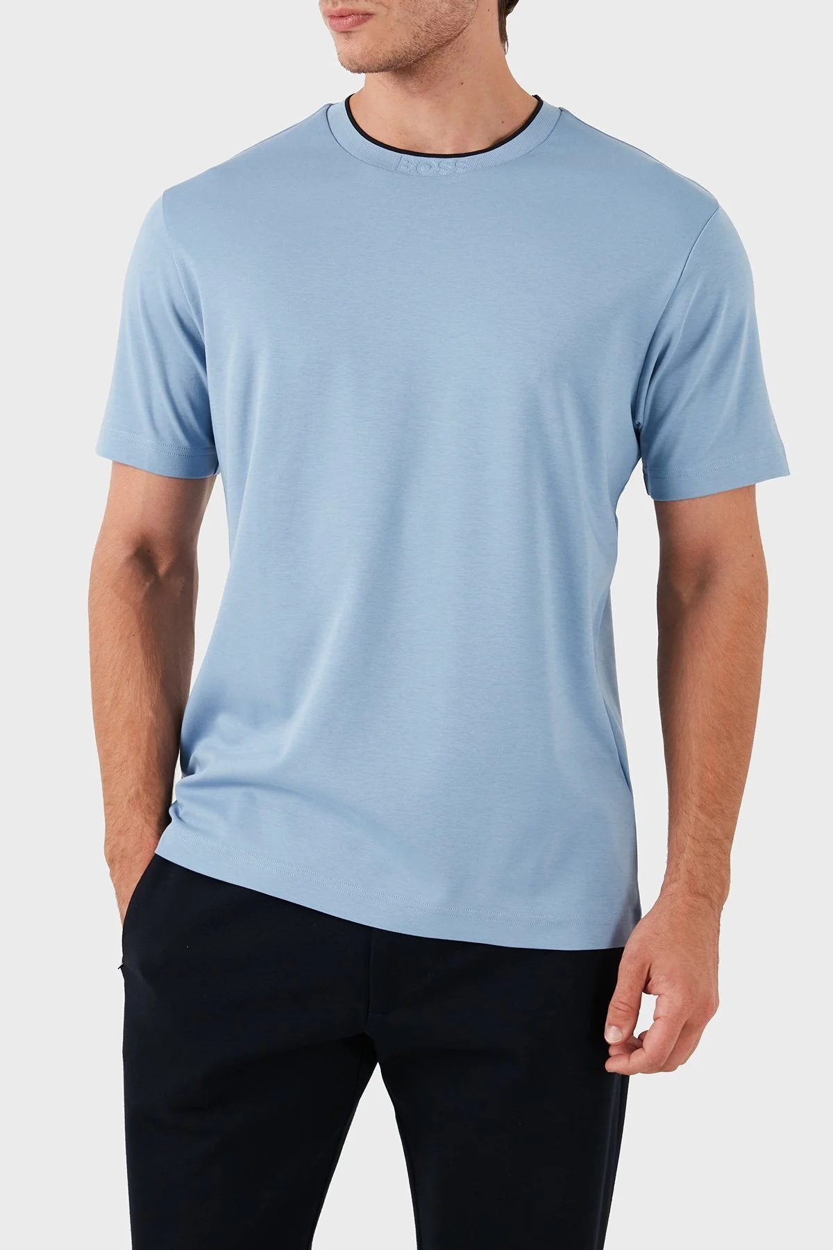 Boss Pamuklu Bisiklet Yaka Relaxed Fit Erkek T Shirt 50519354 498 MAVİ - 4