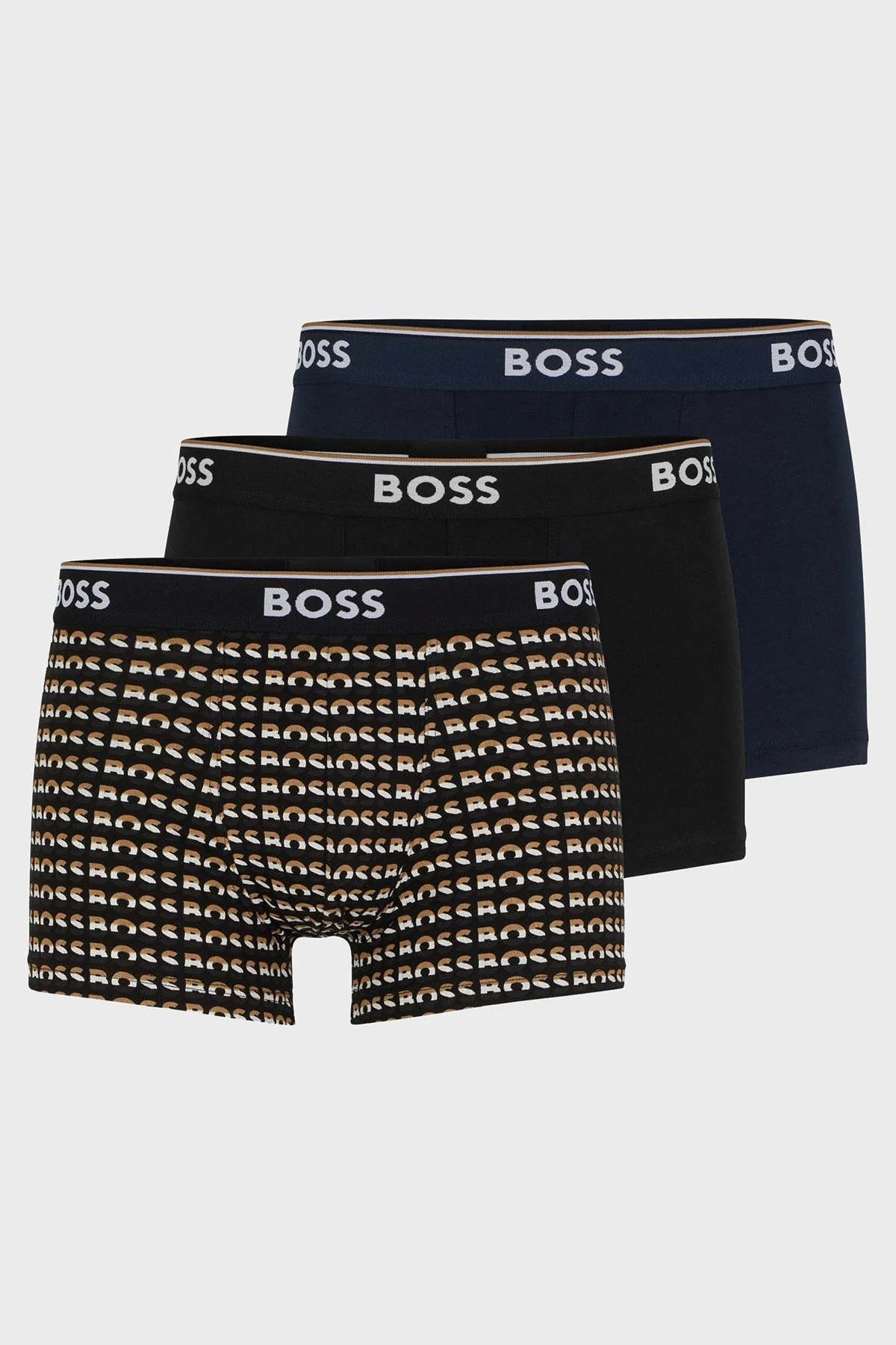 Boss Pamuklu Esnek Konforlu 3 Pack Erkek Boxer 50495443 978 SİYAH-LACİVERT - 1