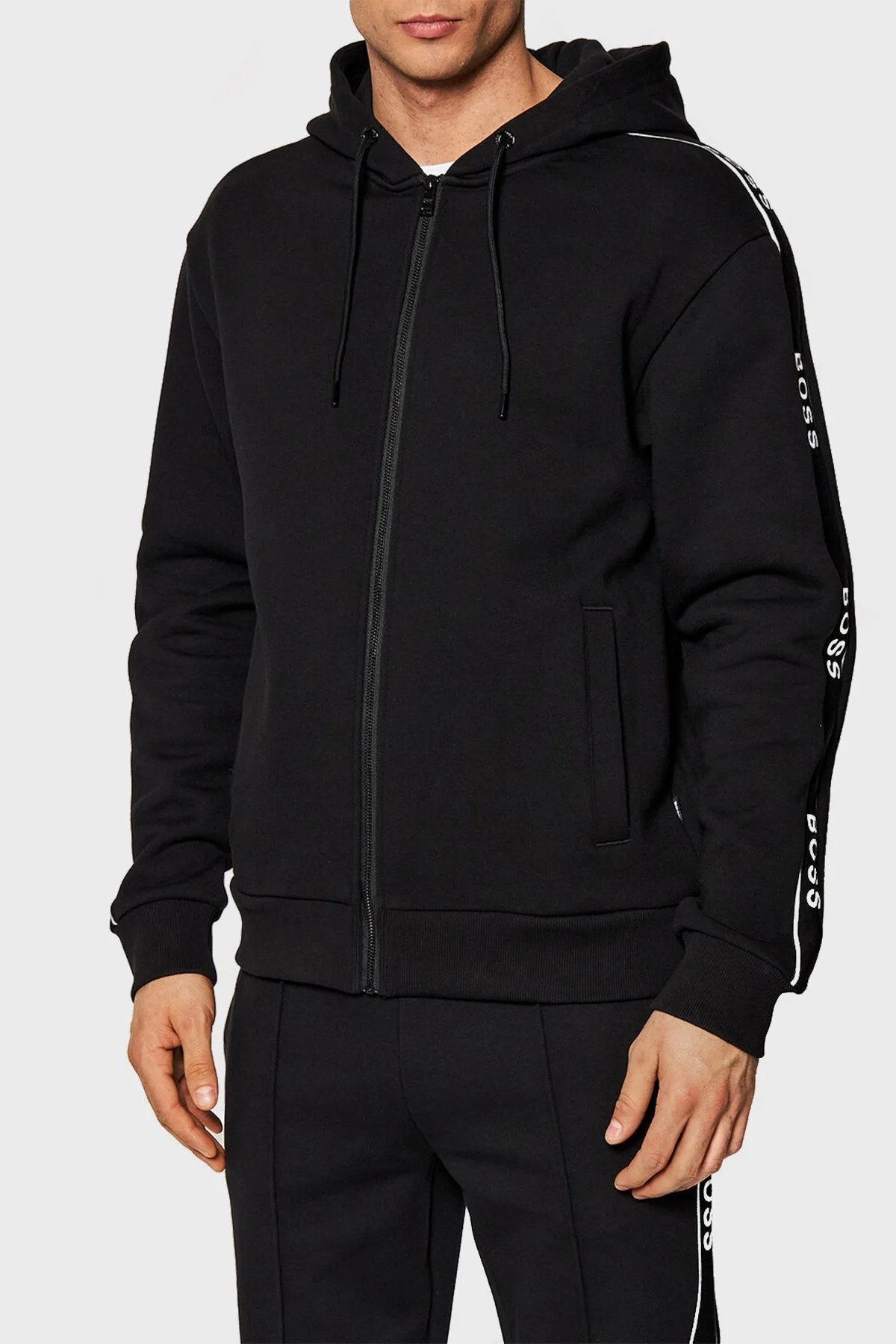 Boss Pamuklu Fermuarlı Regular Fit Kapüşonlu Erkek Sweat 50462390 001 SİYAH - 1