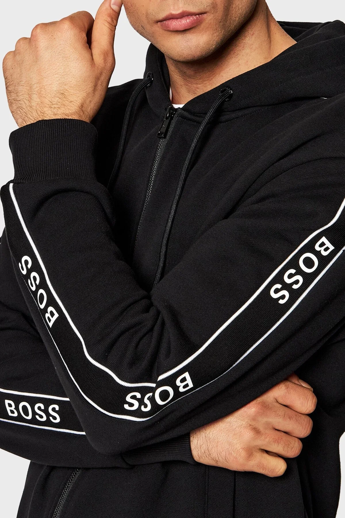 Boss Pamuklu Fermuarlı Regular Fit Kapüşonlu Erkek Sweat 50462390 001 SİYAH - 2