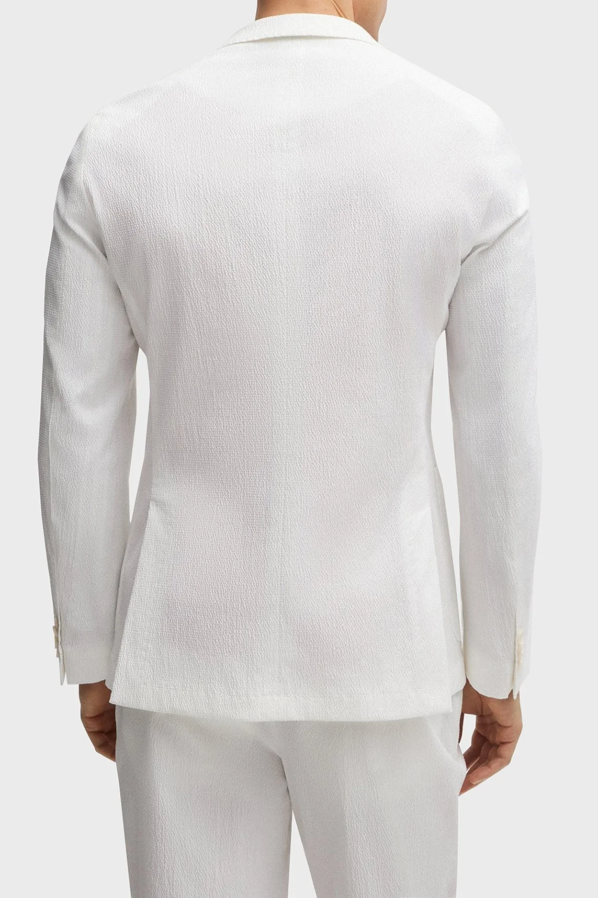 Boss Pamuklu Gofre Slim Fit Blazer Erkek Ceket 50514667 100 BEYAZ - 9