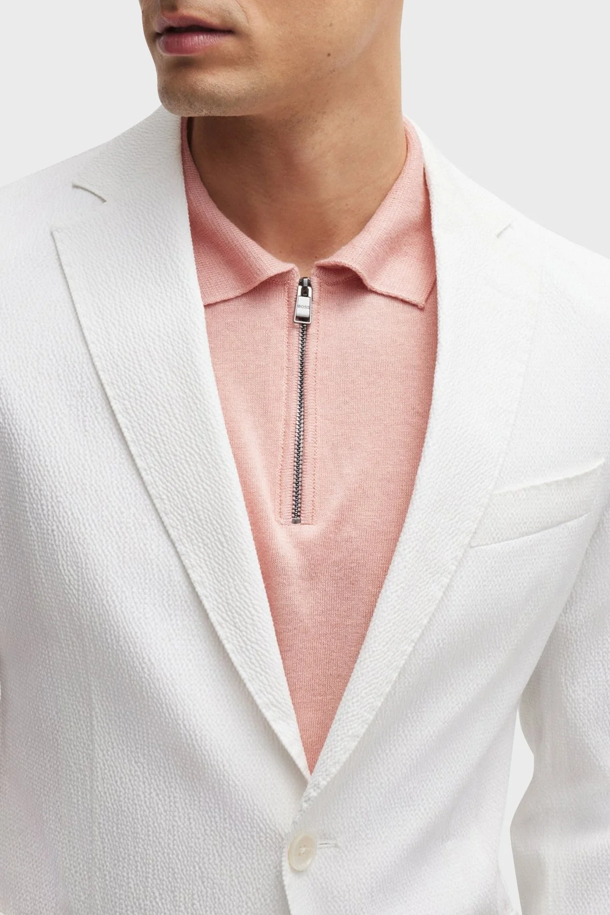 Boss Pamuklu Gofre Slim Fit Blazer Erkek Ceket 50514667 100 BEYAZ - 10