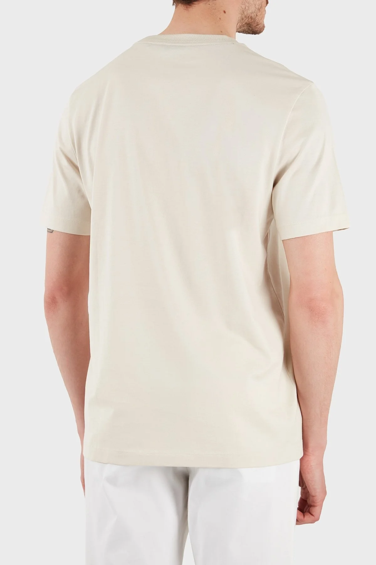 Boss Pamuklu İşleme Detaylı Regular Fit Bisiklet Yaka Erkek T Shirt 50536796 131 BEJ - 2