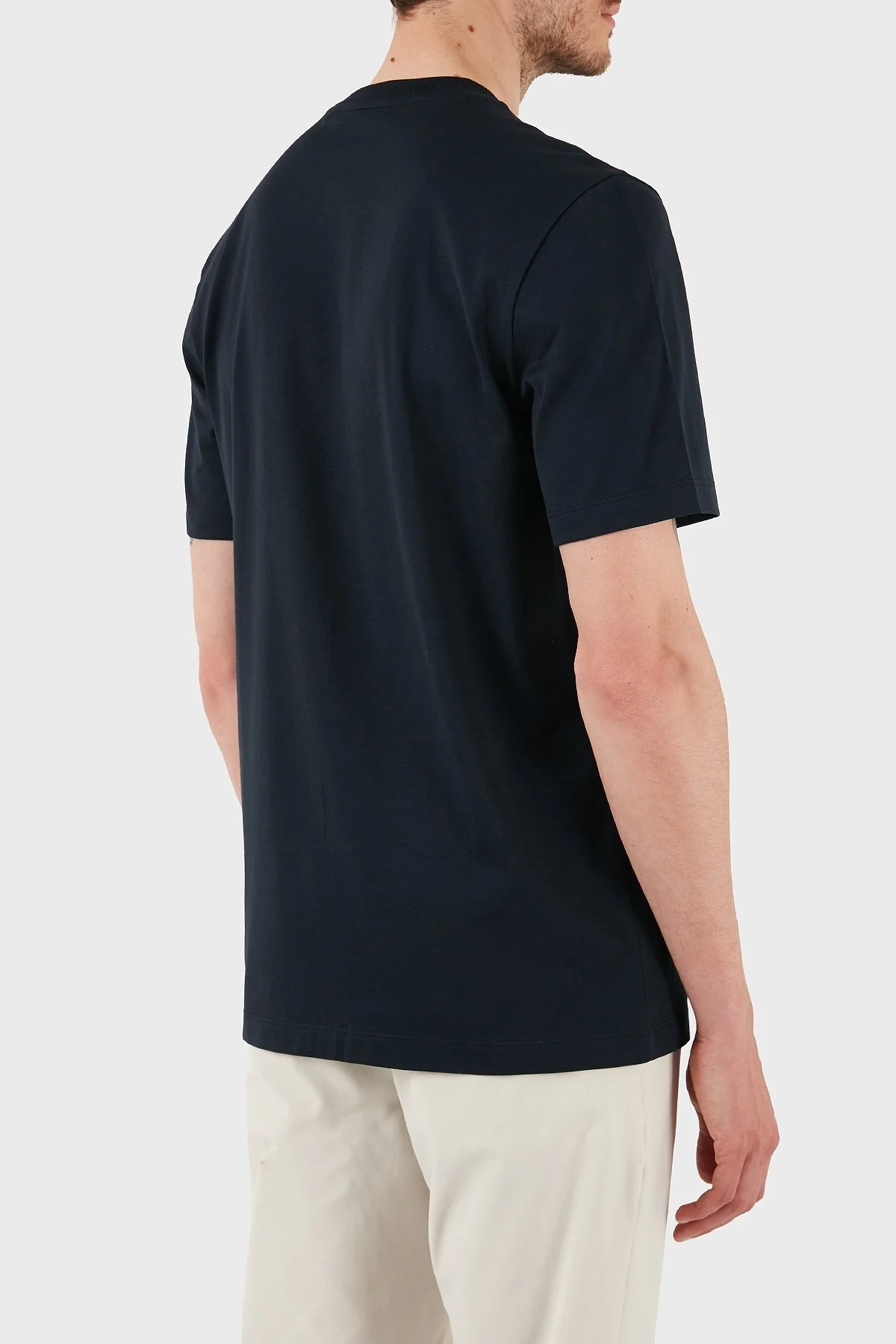 Boss Pamuklu İşleme Detaylı Regular Fit Bisiklet Yaka Erkek T Shirt 50536796 404 LACİVERT - 3