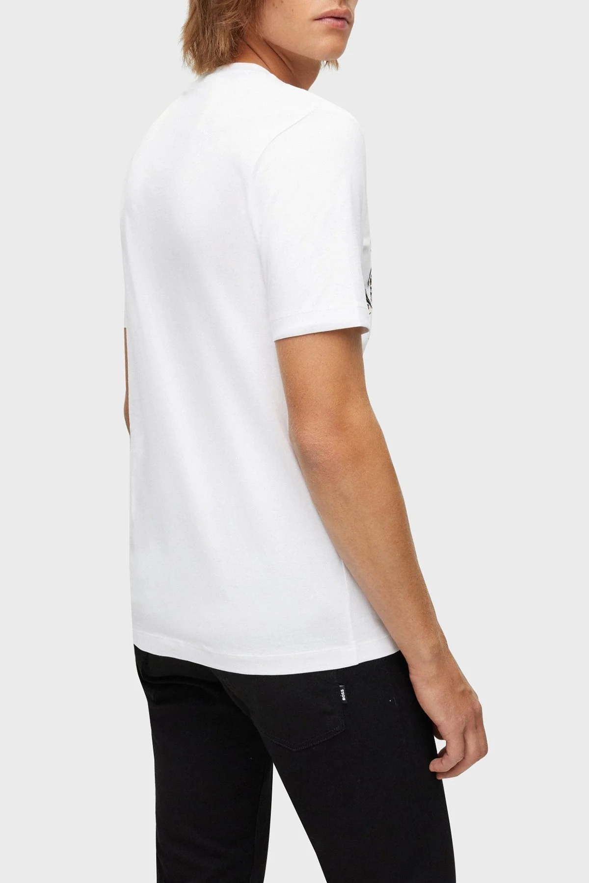 Boss Pamuklu Jarse Regular Fit Bisiklet Yaka Erkek T Shirt 50478229 100 BEYAZ - 2