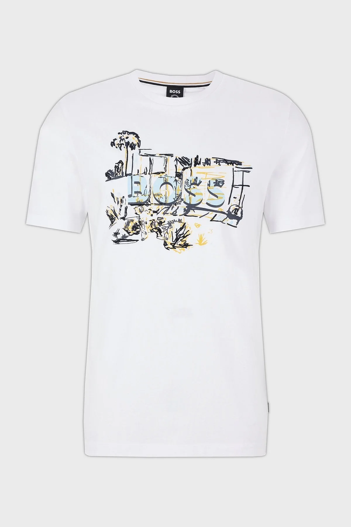 Boss Pamuklu Jarse Regular Fit Bisiklet Yaka Erkek T Shirt 50478229 100 BEYAZ - 4