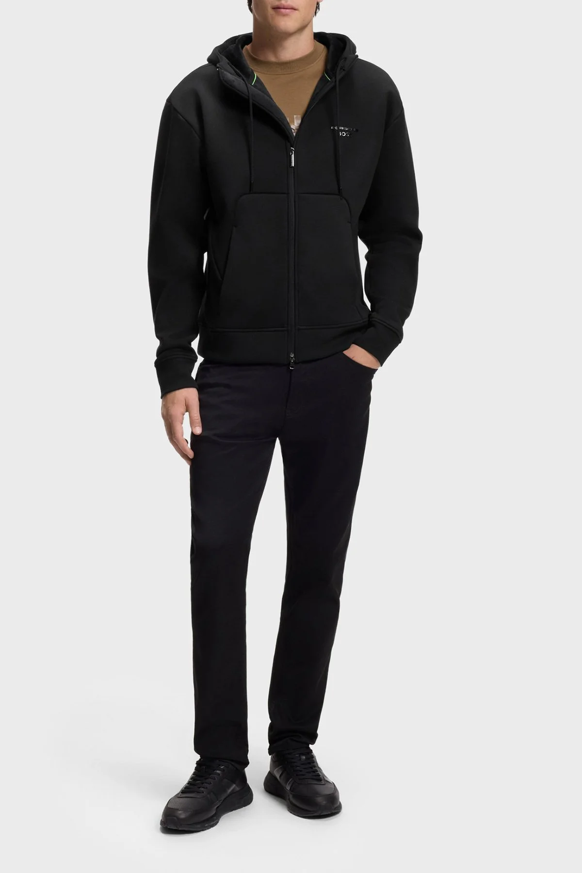 Boss Pamuklu Kapüşonlu Yaka Fermuarlı Relaxed Fit Erkek Sweat 50569946 001 Siyah - 2