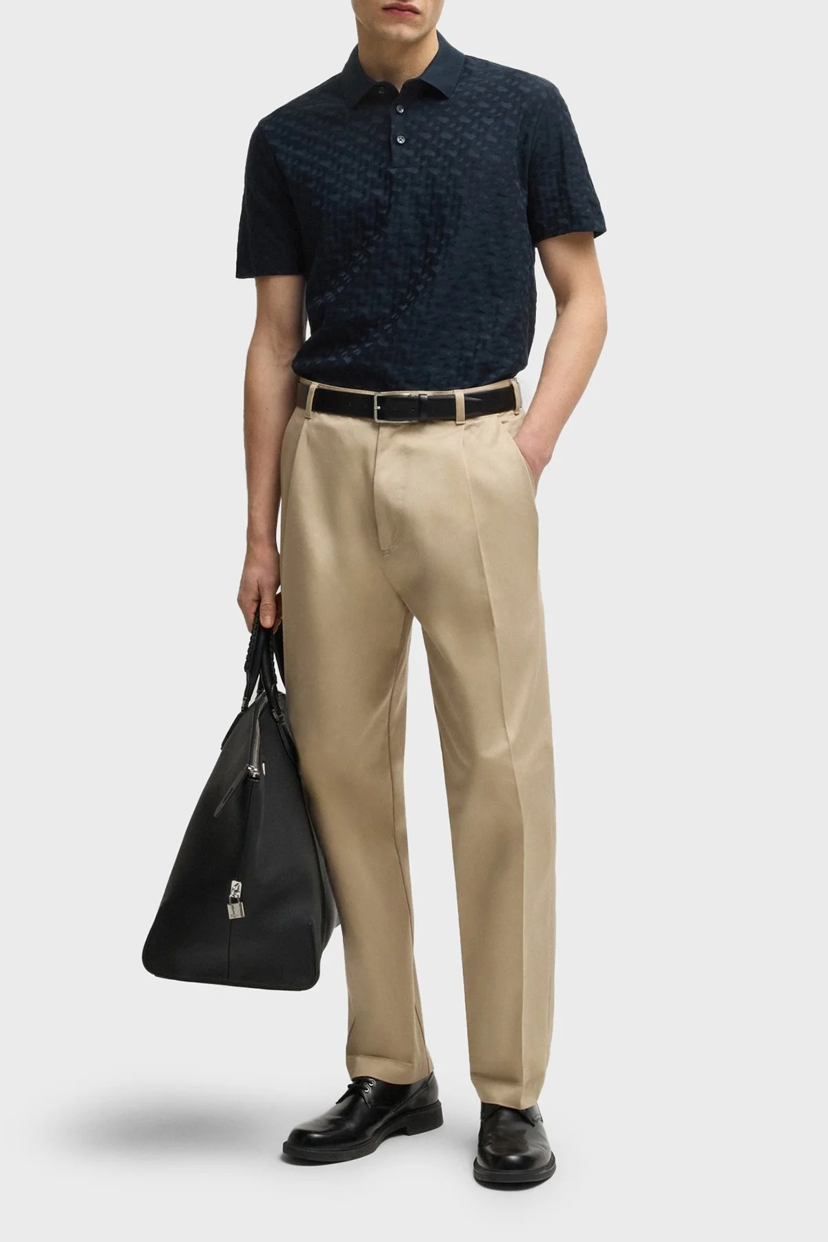 Boss Monogram Logo Baskılı Regular Fit Düğmeli Erkek Polo Yaka T Shirt 50537132 404 LACİVERT - 2