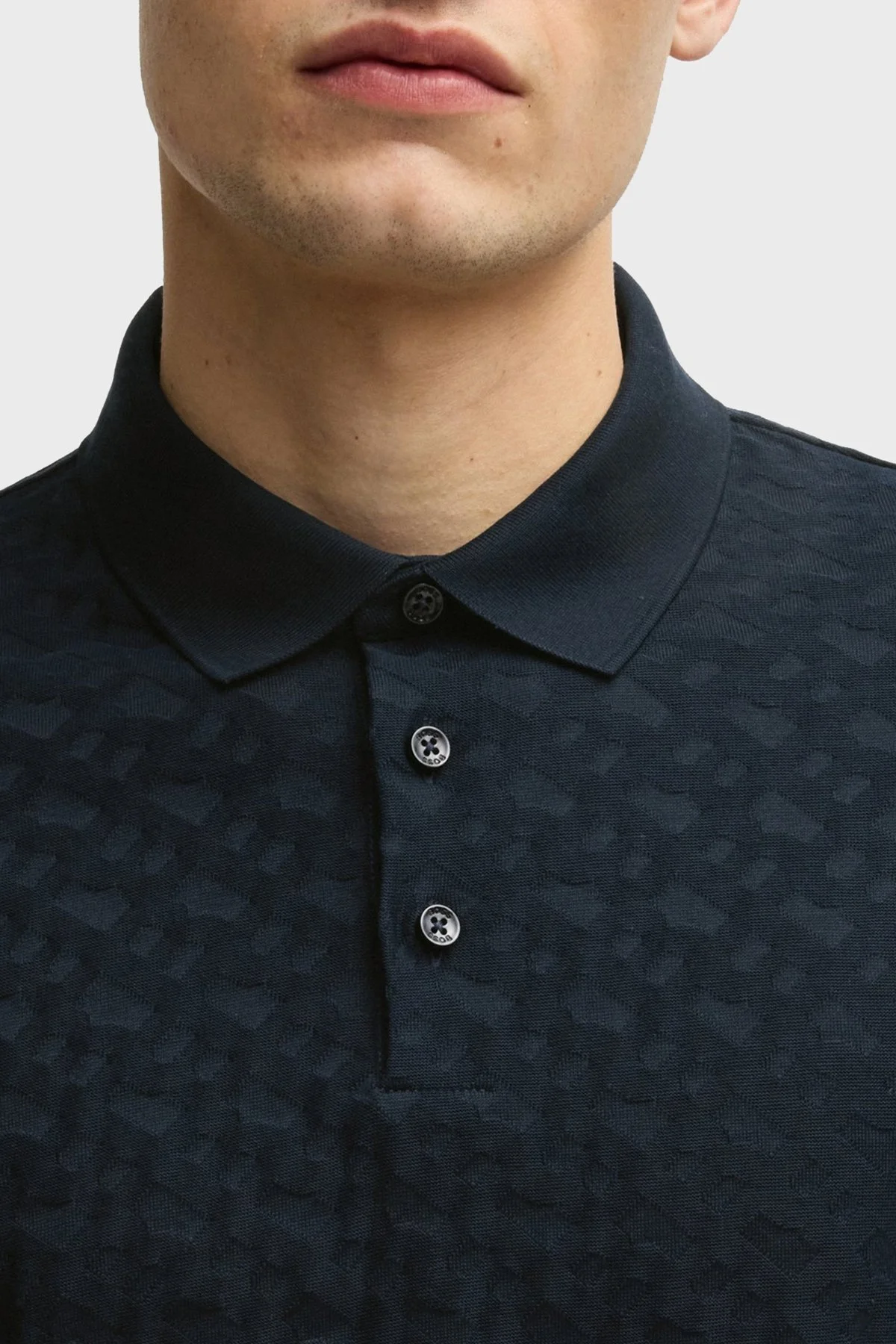 Boss Monogram Logo Baskılı Regular Fit Düğmeli Erkek Polo Yaka T Shirt 50537132 404 LACİVERT - 4