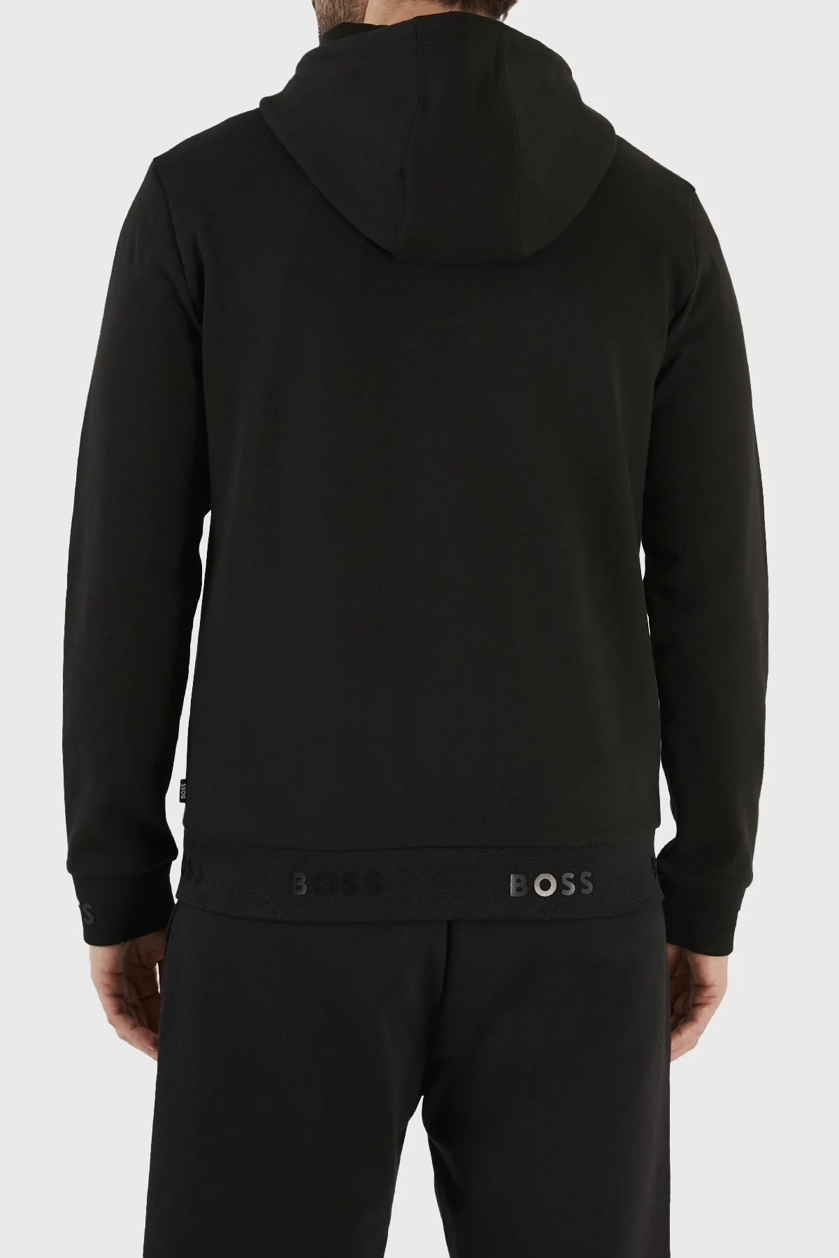 Boss Pamuklu Logo Manşetli Regular Fit Fermuarlı Kapüşonlu Erkek Sweat 50481761 001 SİYAH - 6