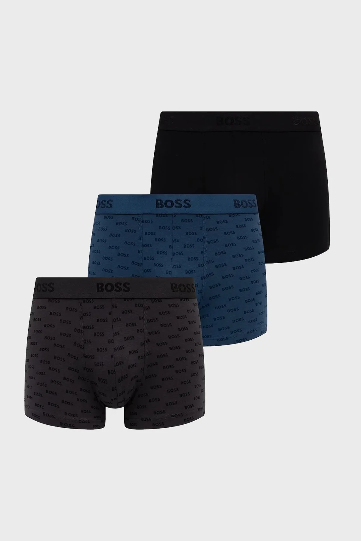 Boss Pamuklu Logolu 3 Pack Erkek Boxer 50546765 980 Siyah-Turkuaz-Siyah - 3