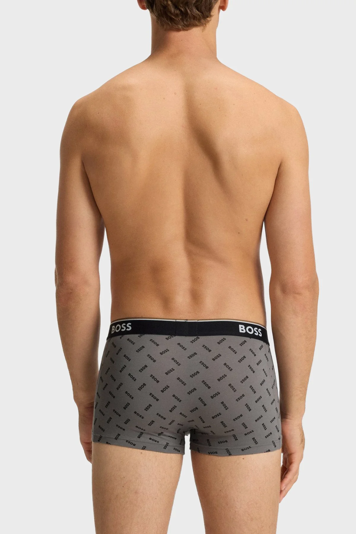 Boss Pamuklu Logolu 3 Pack Erkek Boxer 50554443 060 GRİ-SİYAH-GRİ - 3