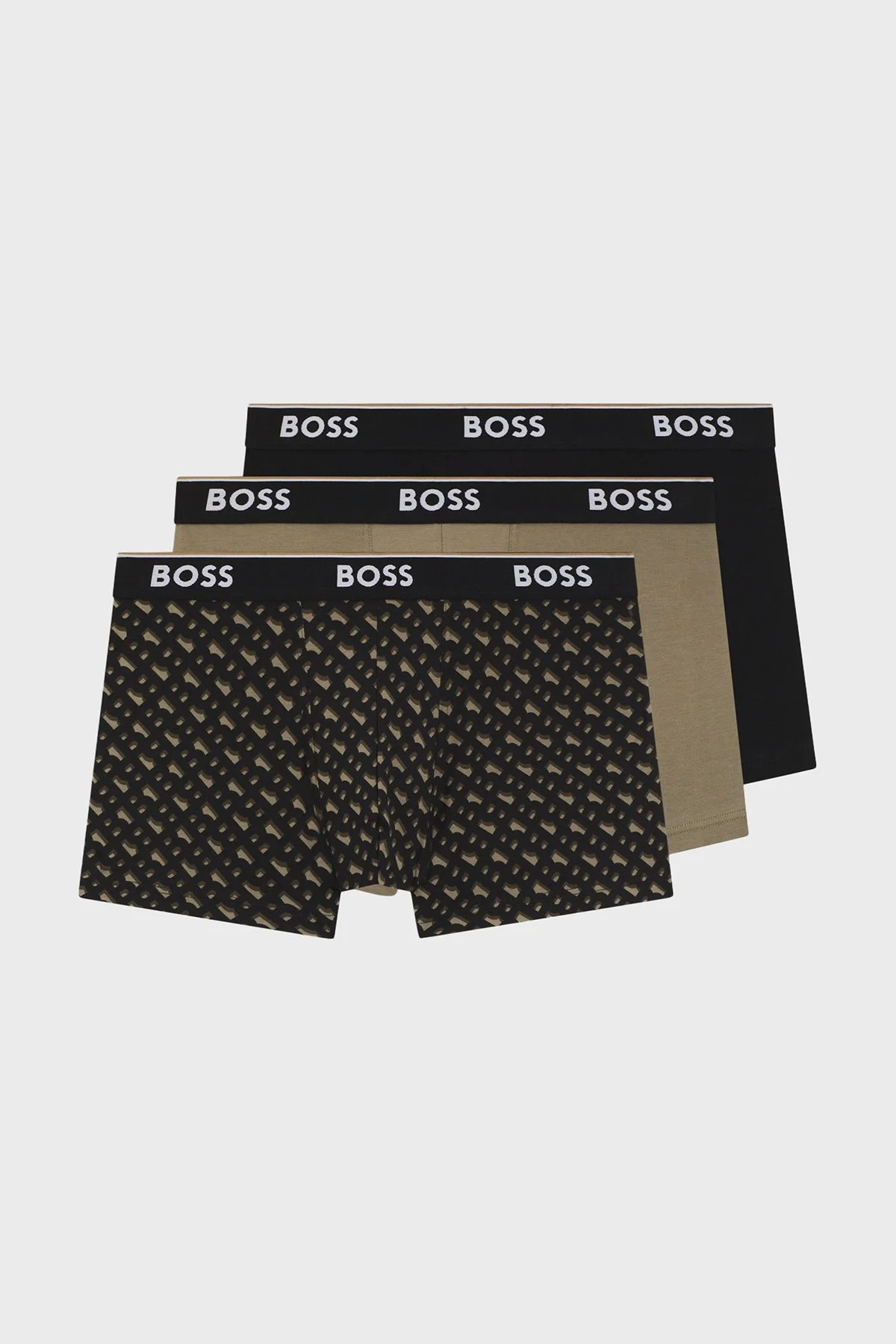 Boss Pamuklu Logolu 3 Pack Erkek Boxer 50554443 246 Siyah-Haki-Siyah - 1
