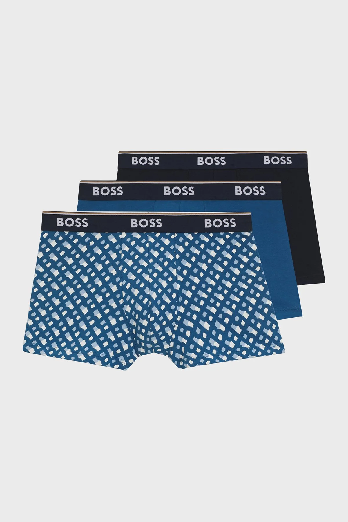 Boss Pamuklu Logolu 3 Pack Erkek Boxer 50554443 462 Lacivert-Siyah-Mavi - 1