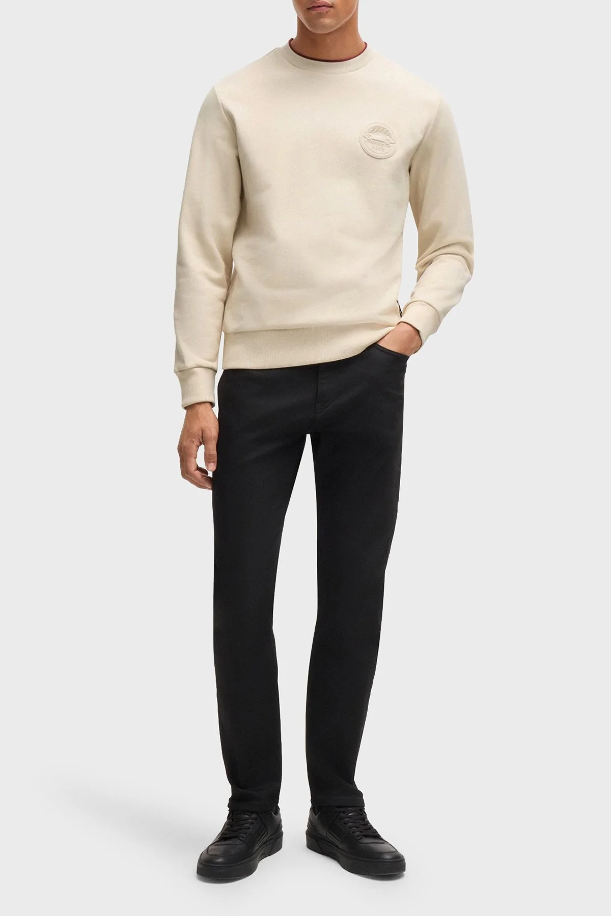 Boss Pamuklu Logolu Regular Fit Bisiklet Yaka Erkek Sweat 50518625 131 EKRU - 2