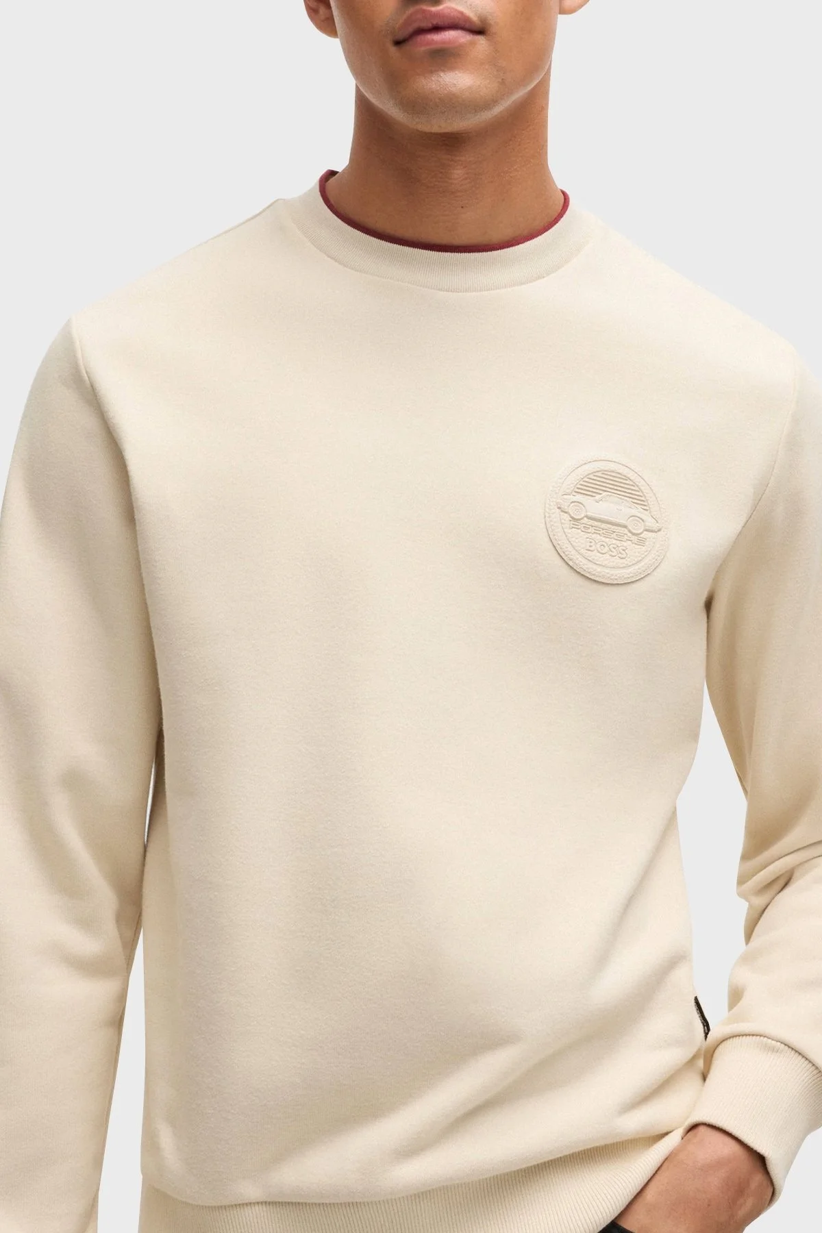 Boss Pamuklu Logolu Regular Fit Bisiklet Yaka Erkek Sweat 50518625 131 EKRU - 4