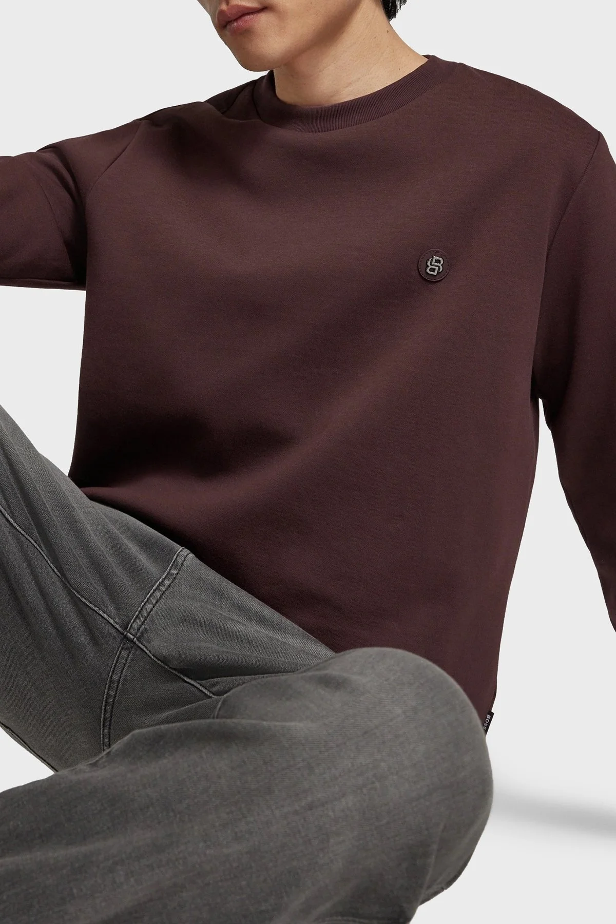 Boss Pamuklu Logolu Regular Fit Bisiklet Yaka Erkek Sweat 50520302 642 KAHVE - 3