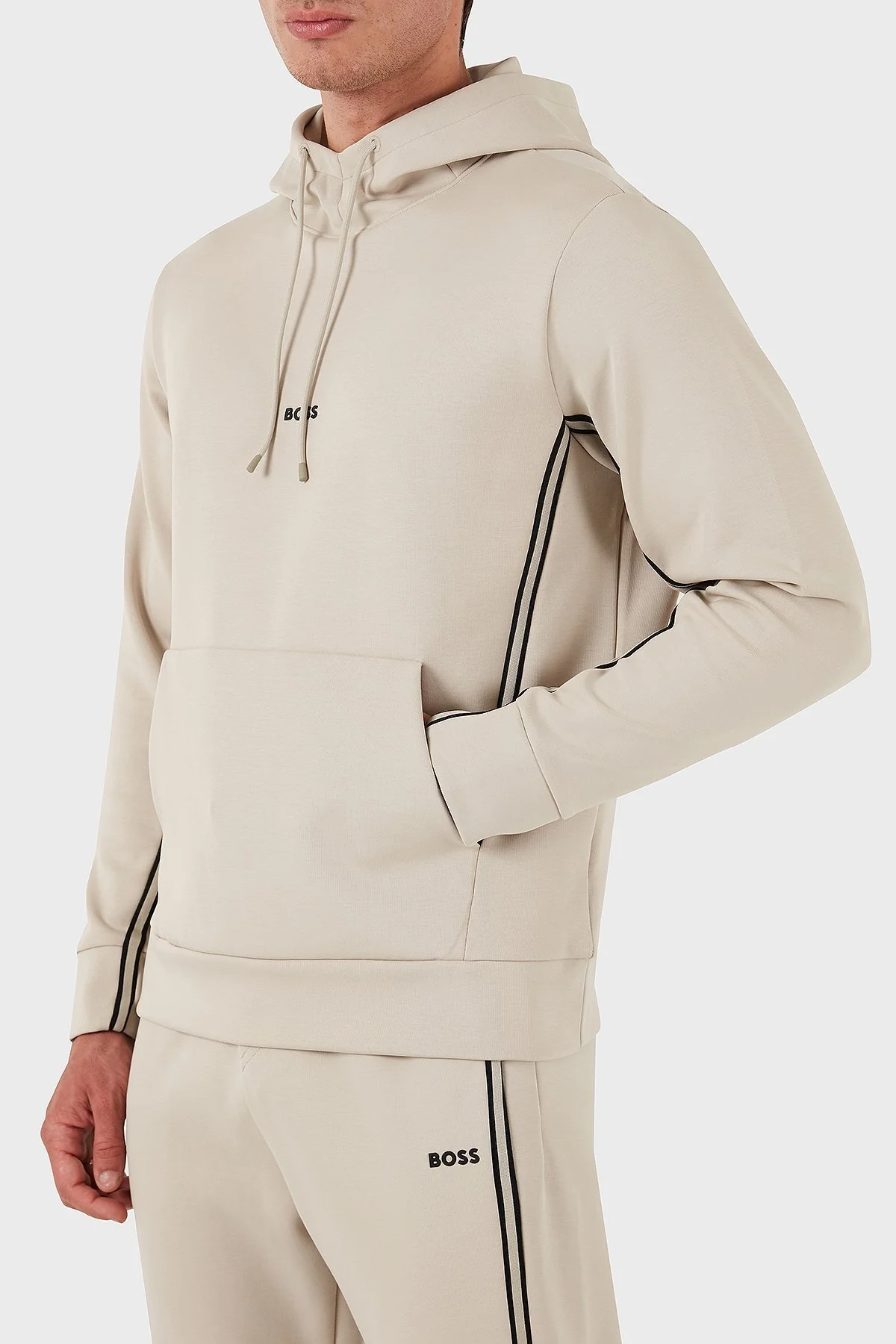 Boss Pamuklu Logolu Regular Fit Kapüşonlu Erkek Sweat 50523905 271 BEJ - 4