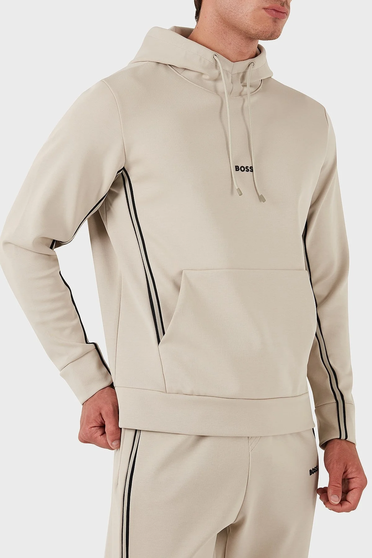 Boss Pamuklu Logolu Regular Fit Kapüşonlu Erkek Sweat 50523905 271 BEJ - 5